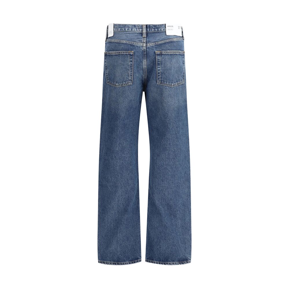 Agolde Gerade geschnittene Jeans aus blauem Baumwoll-Denim