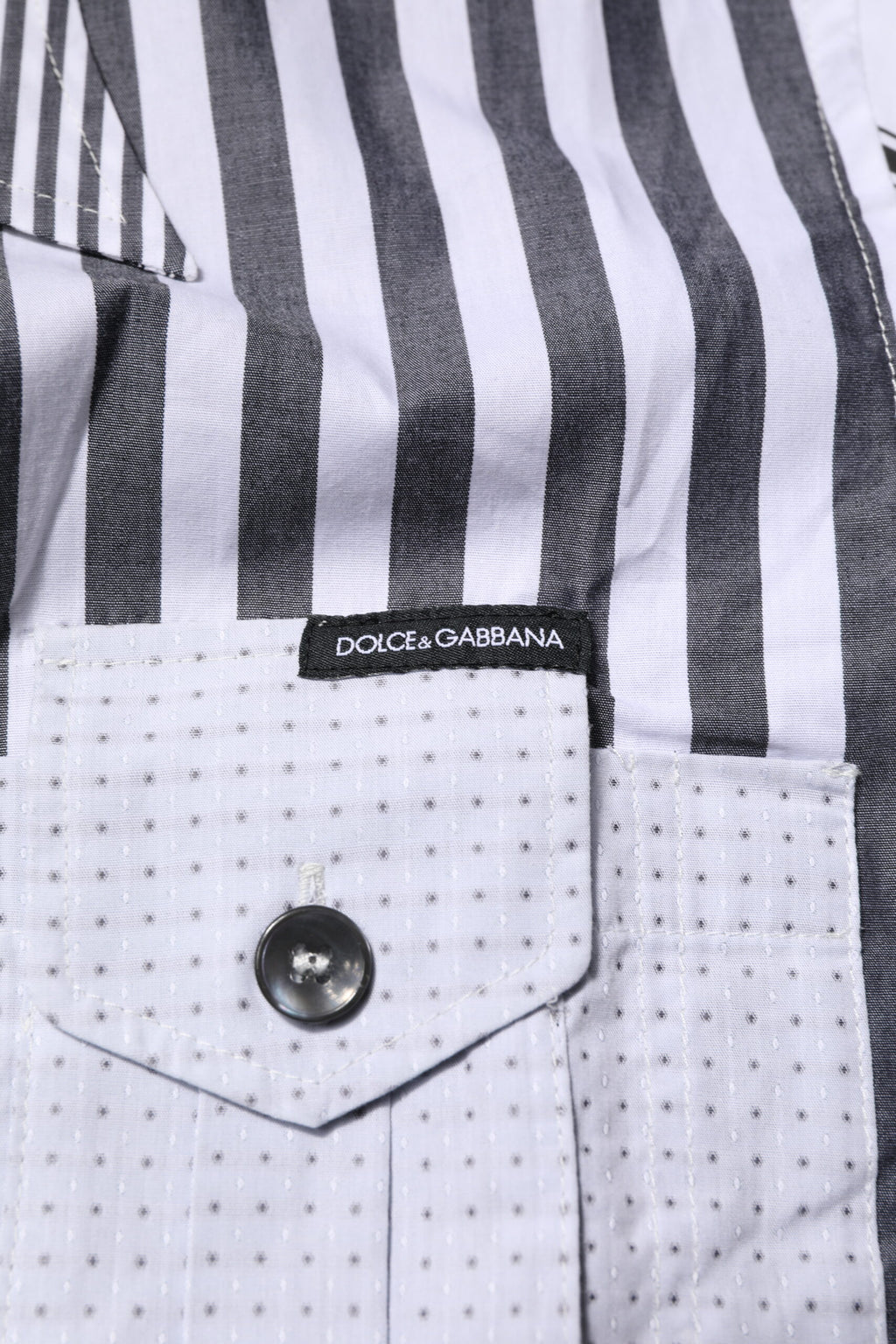 Dolce & Gabbana Weiß Grau Gestreiftes Baumwolle Männer Freizeithemd