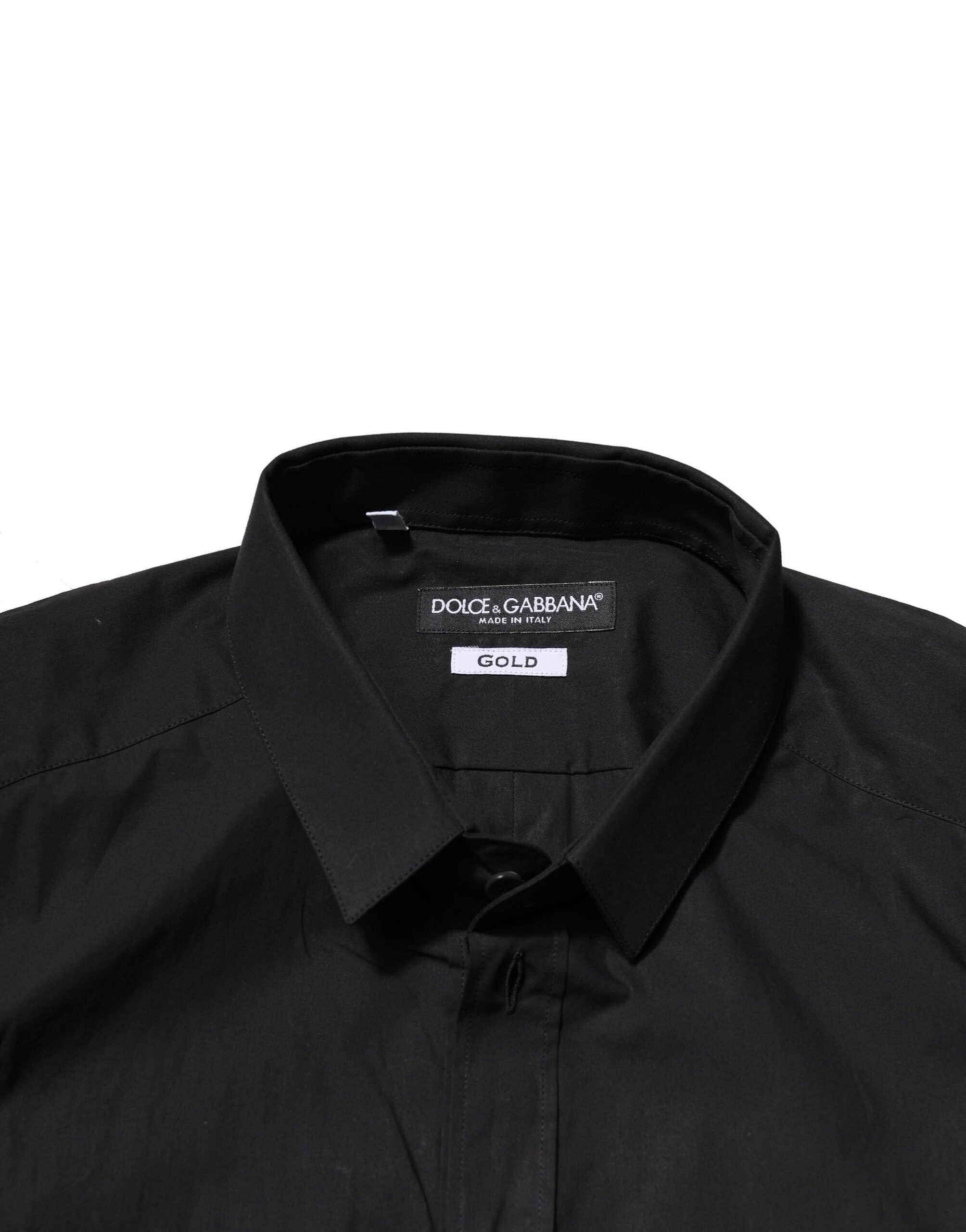 Dolce & Gabbana Schwarzes GOLD Langärmeliges Kleid Formales Hemd