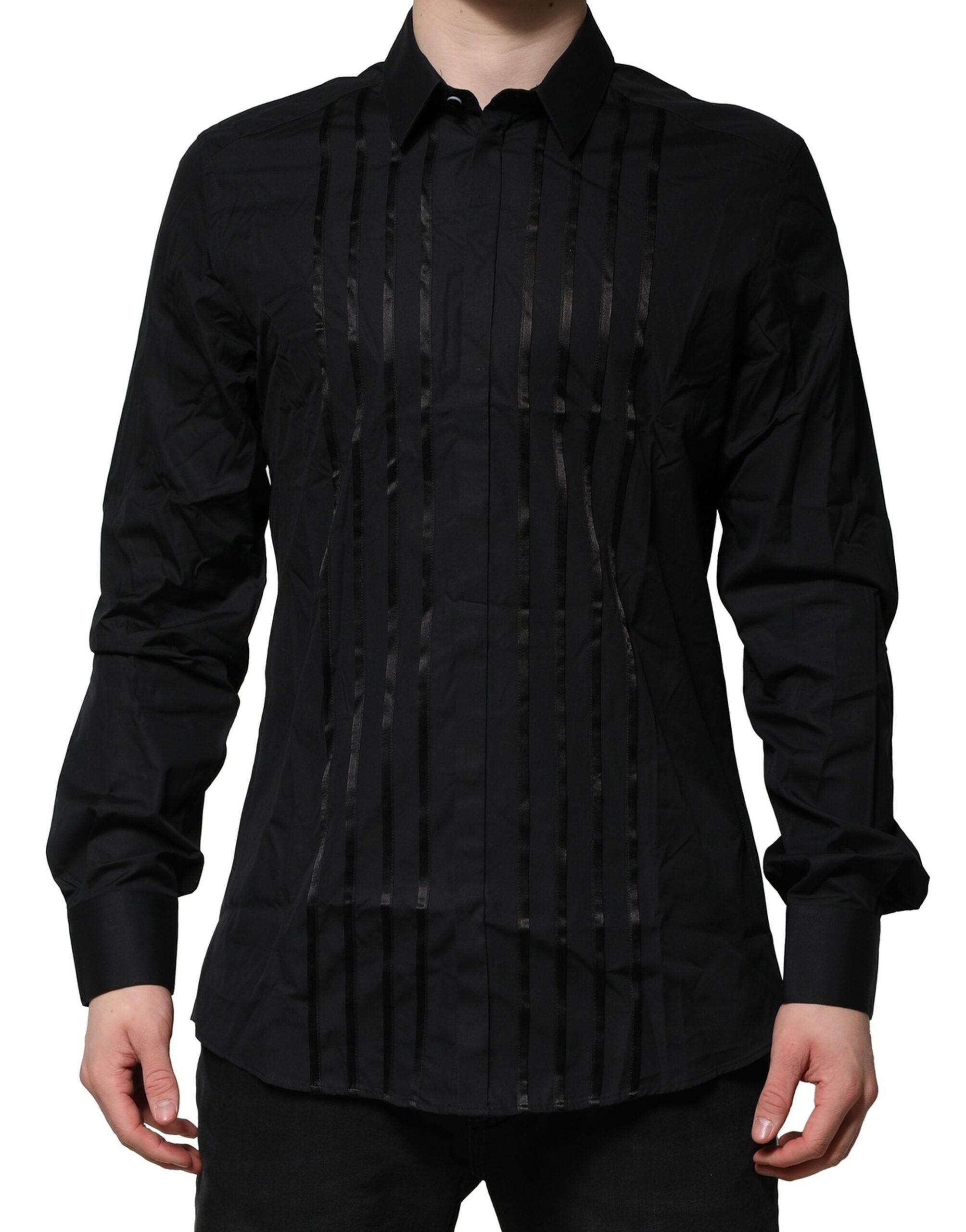 Dolce & Gabbana Schwarzes Baumwolle GOLD Herrenhemd
