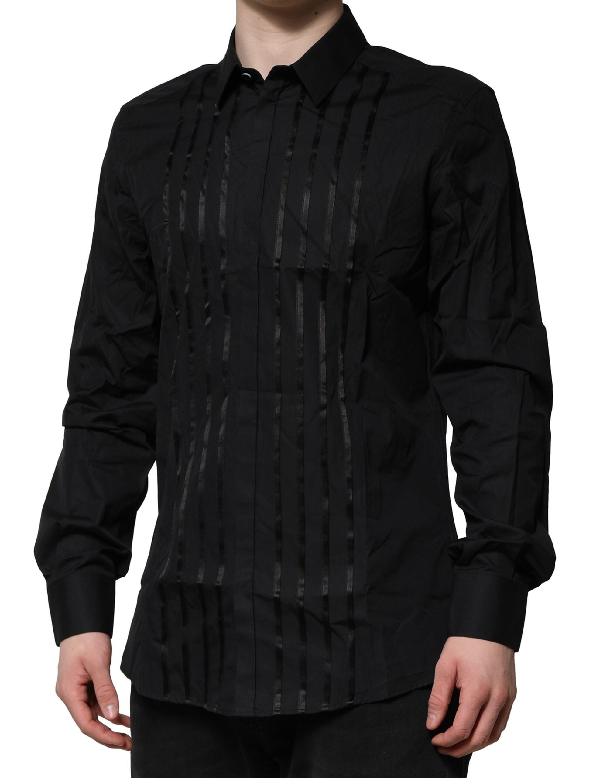 Dolce & Gabbana Schwarzes Baumwolle GOLD Herrenhemd