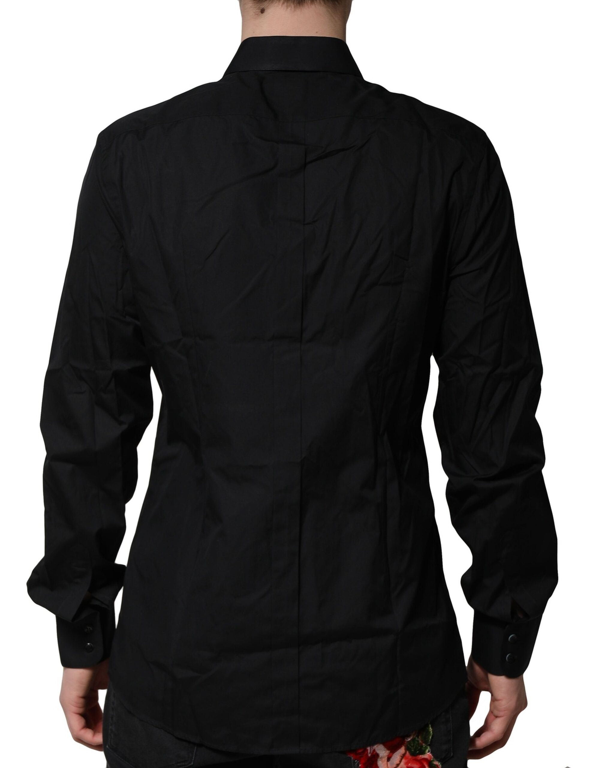 Dolce & Gabbana Schwarzes Baumwolle GOLD Herrenhemd