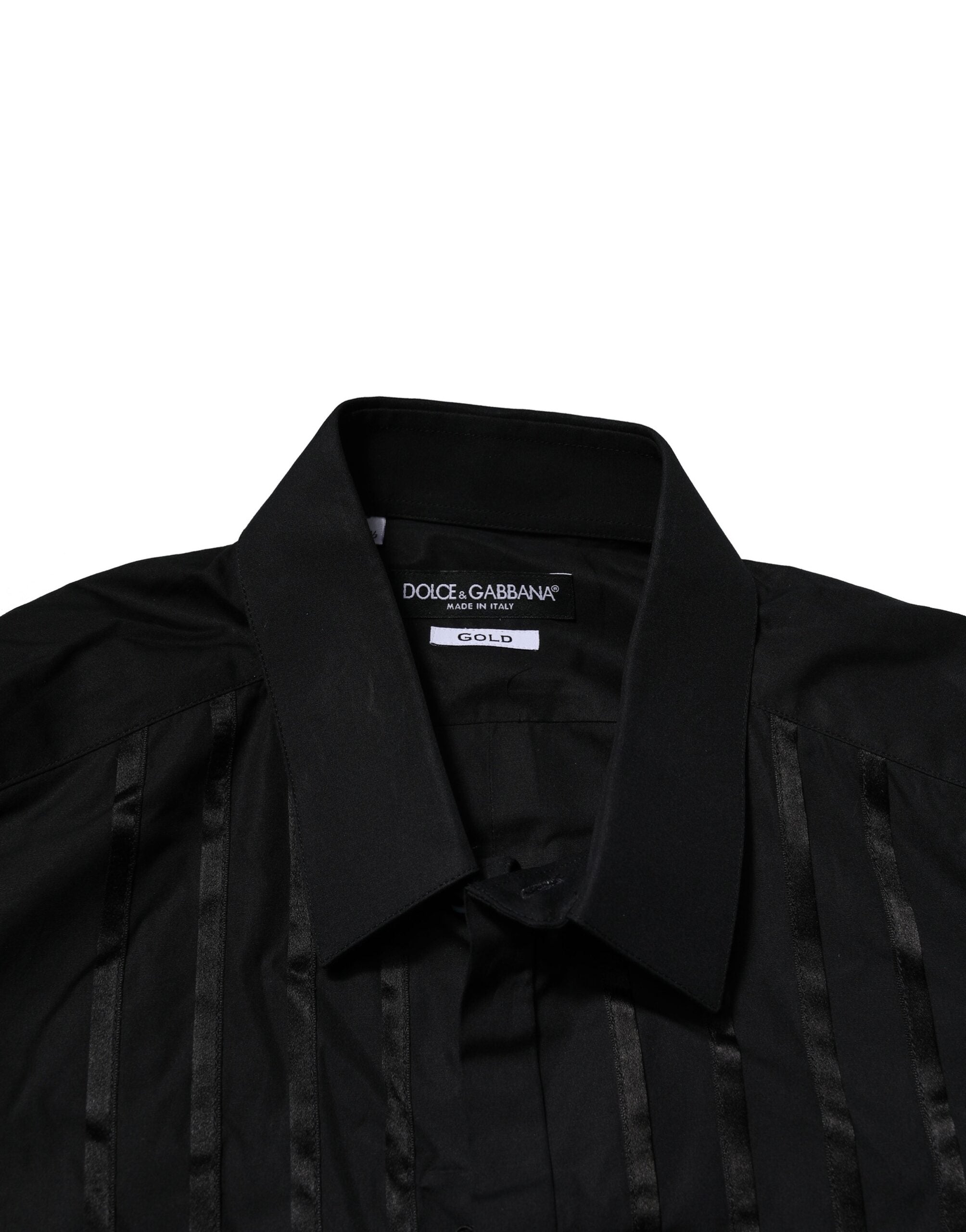 Dolce & Gabbana Schwarzes Baumwolle GOLD Herrenhemd