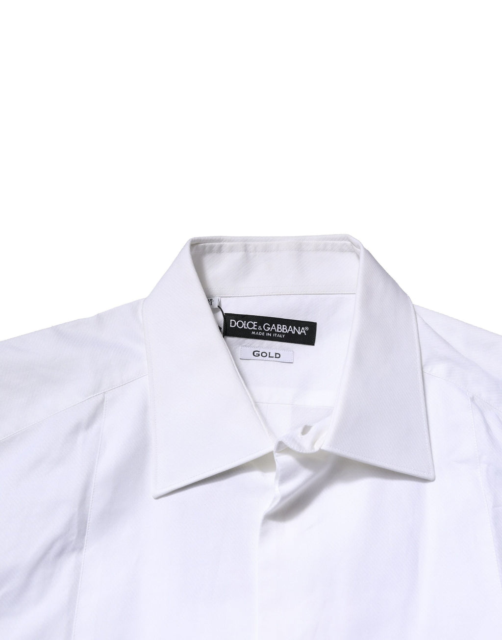 Dolce & Gabbana Weißes Lätzchen Baumwolle Popeline GOLD Herren Hemd