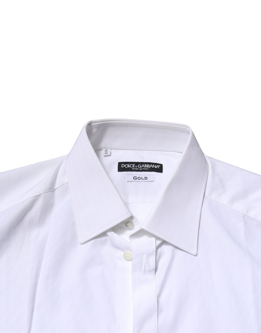 Dolce & Gabbana Weißes GOLD Langärmeliges Herren Kleid Formales Hemd