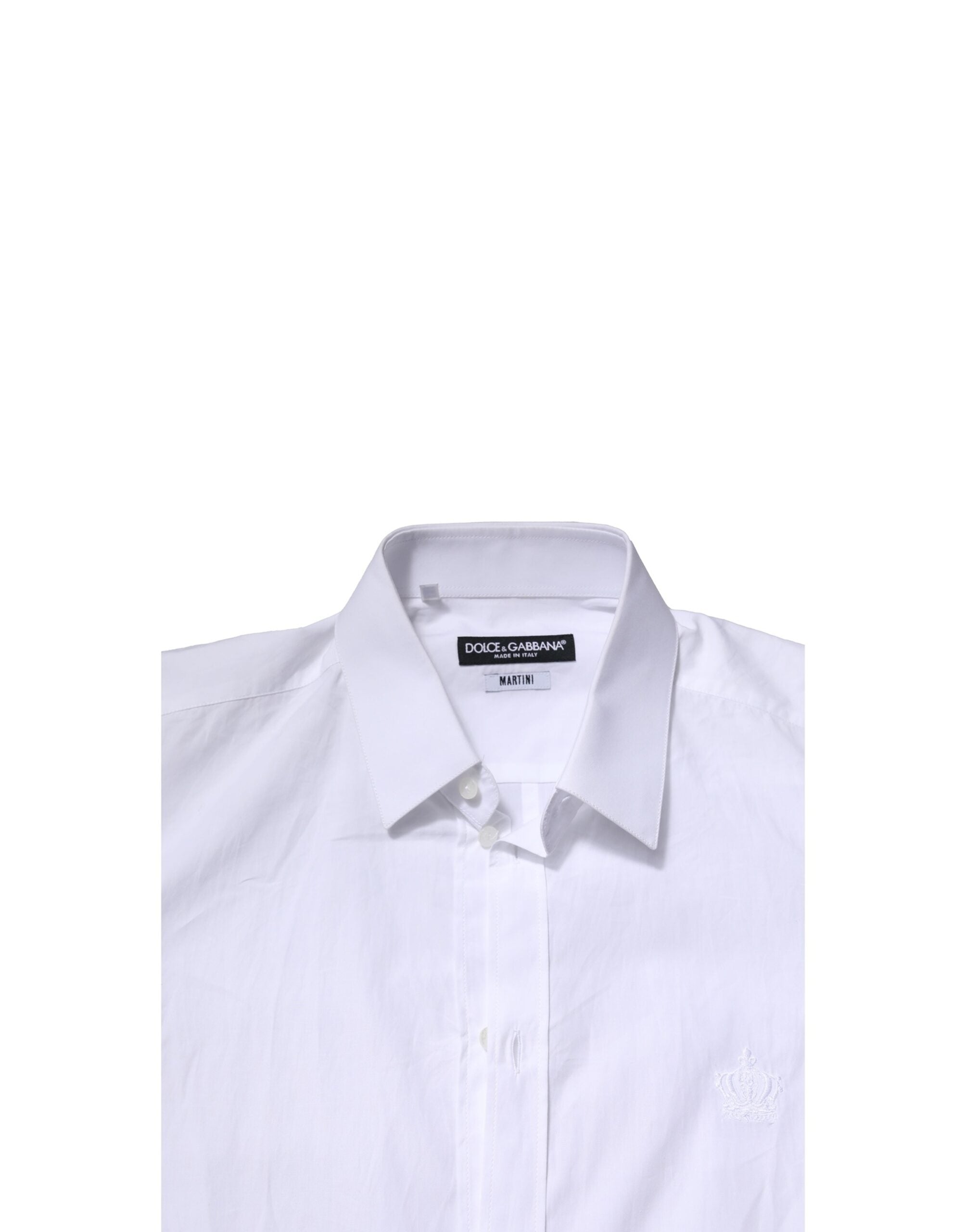 Dolce & Gabbana Weißes MARTINI Langärmeliges Herrenhemd Formal