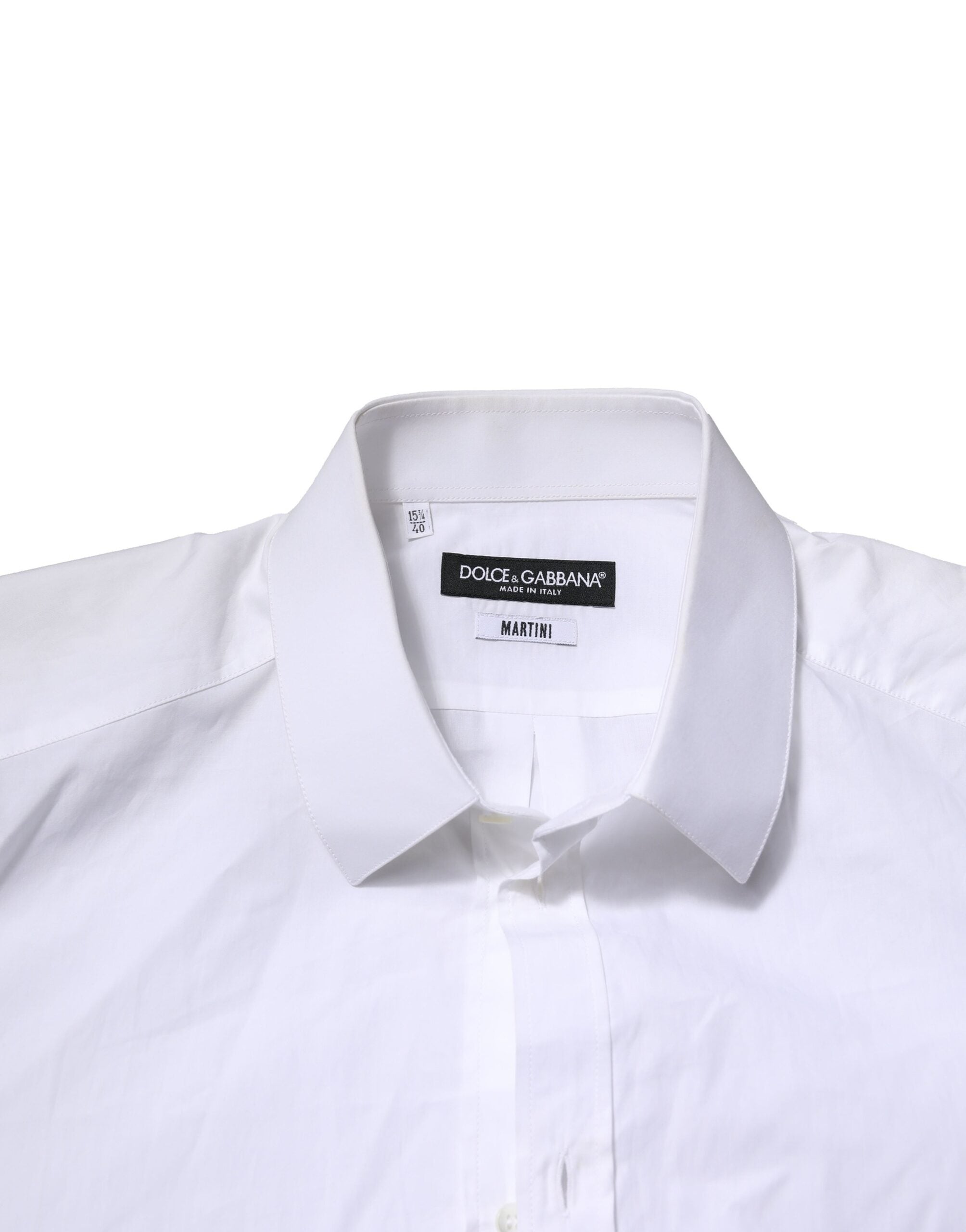 Dolce & Gabbana Weißes MARTINI Langärmeliges Herrenhemd Formal