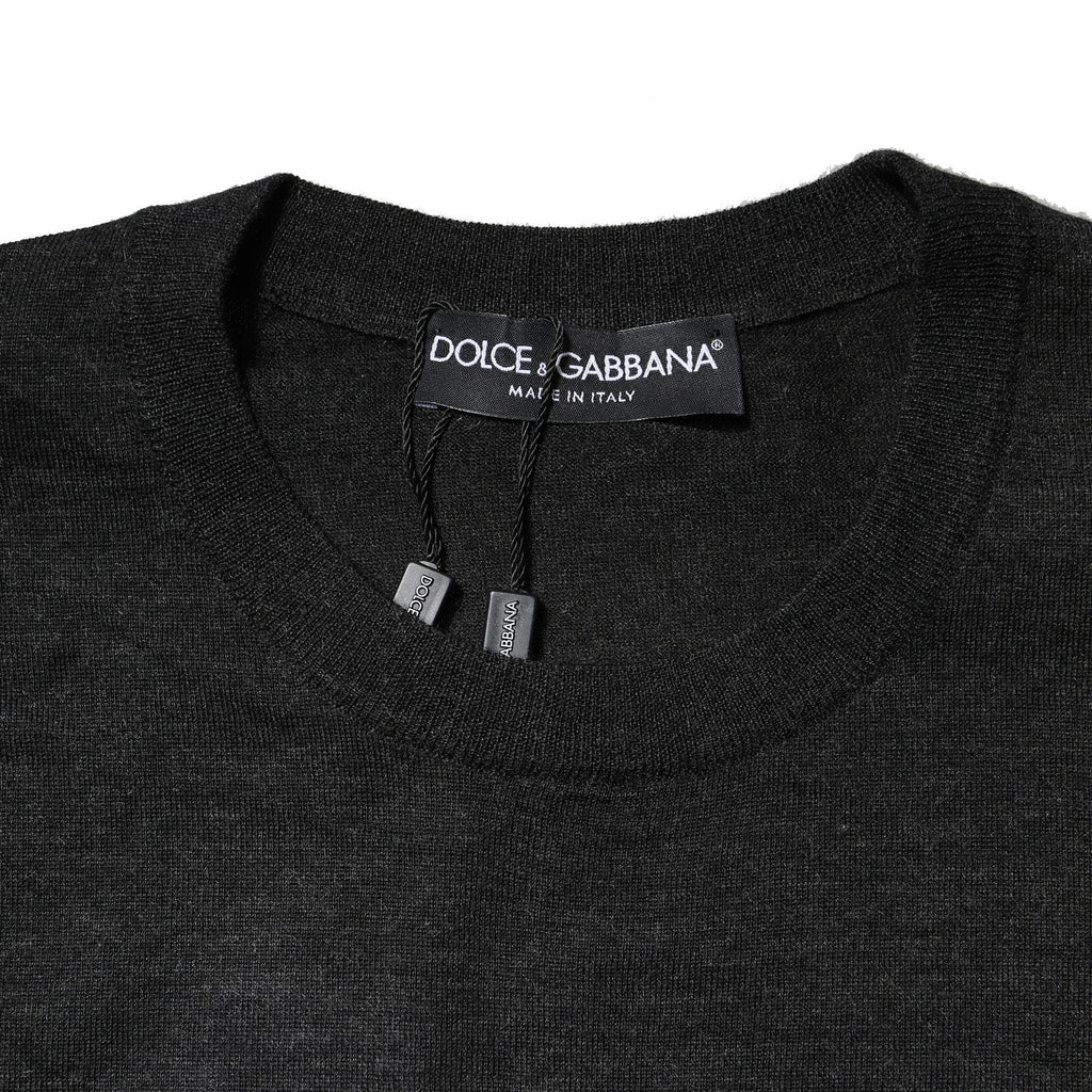 Dolce & Gabbana Graues Kaschmir-Rundhals-Sweatshirt Pullover