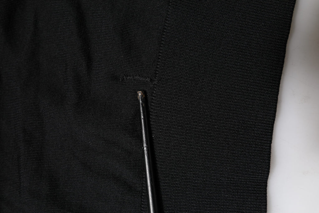 Dolce & Gabbana Schwarzer langärmeliger Pullover mit Rundhalsausschnitt