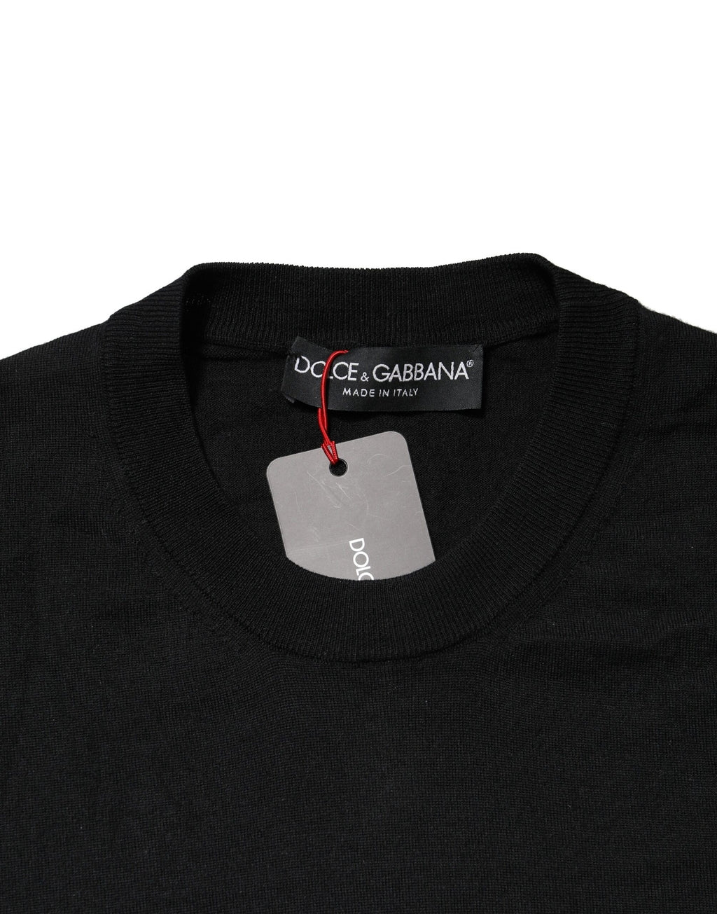 Dolce & Gabbana Schwarzer langärmeliger Pullover mit Rundhalsausschnitt