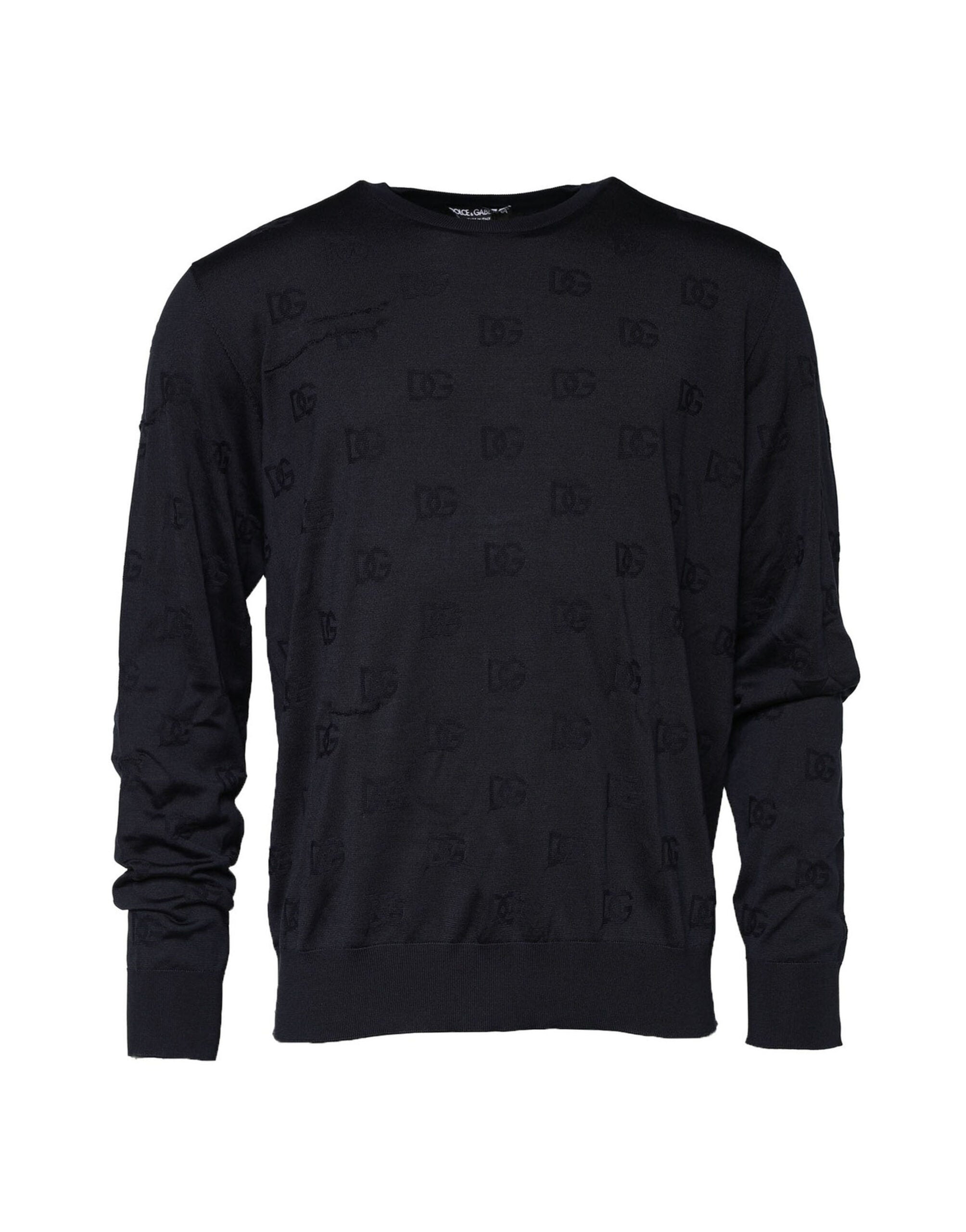 Dolce & Gabbana Schwarzes Seiden-Rundhals-Sweatshirt Pullover