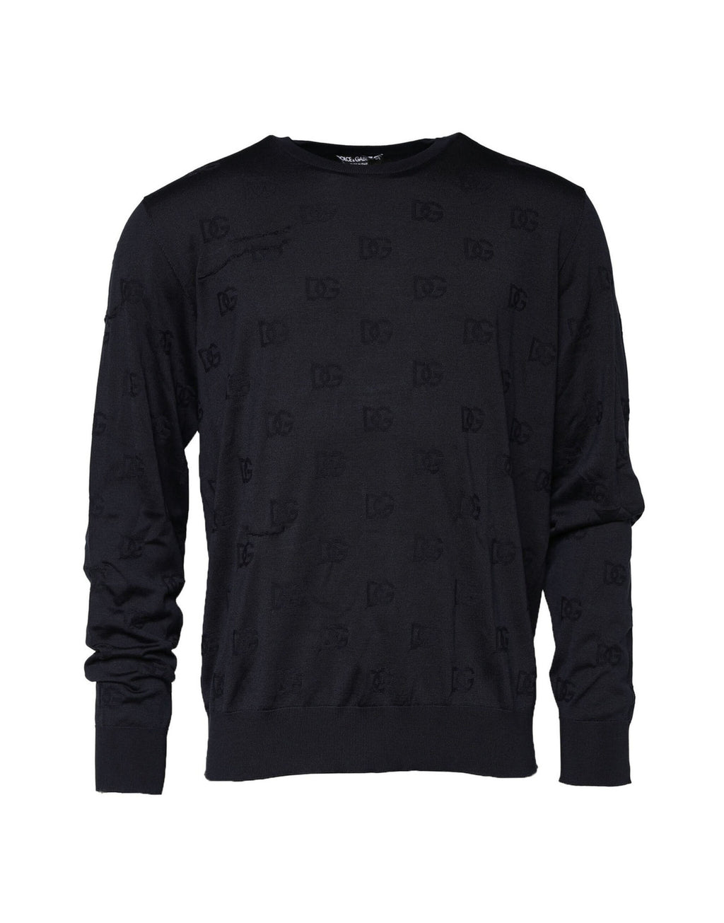 Dolce & Gabbana Schwarzes Seiden-Rundhals-Sweatshirt Pullover