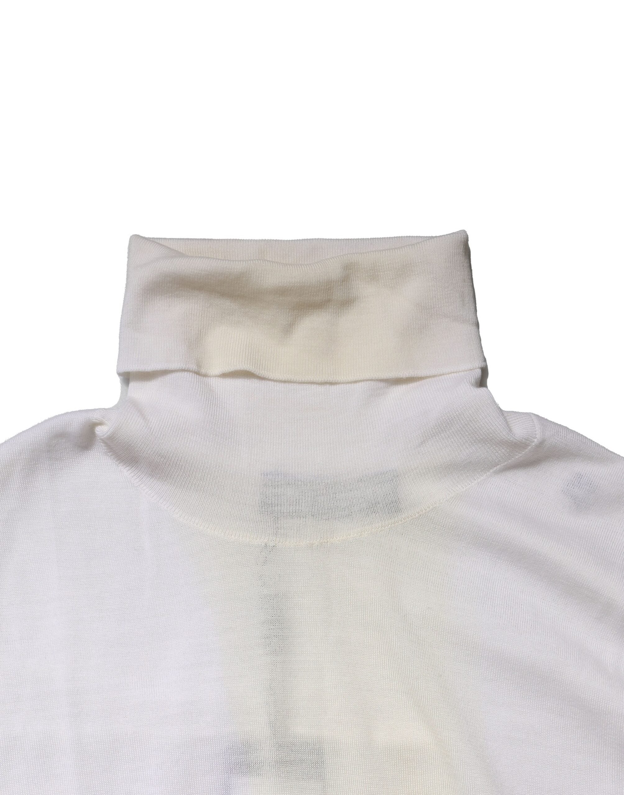 Dolce & Gabbana Weißer Woll-Rollkragenpullover für Männer Pullover