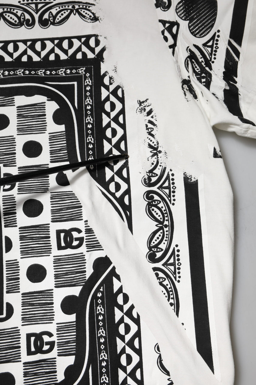 Dolce & Gabbana Weißes Bandana Baumwoll-T-Shirt mit Rundhalsausschnitt für Männer