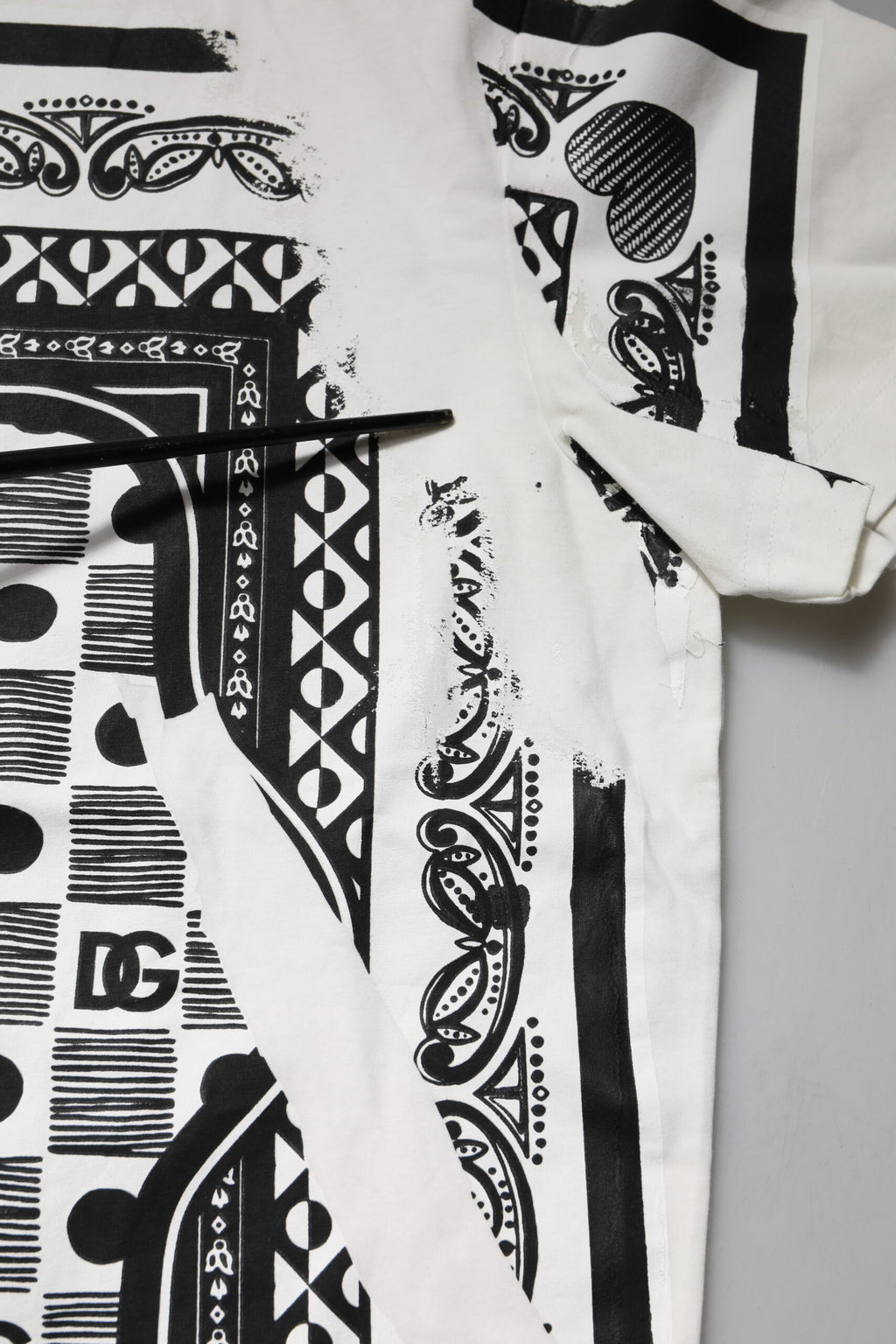 Dolce & Gabbana Weißes Bandana Baumwoll-T-Shirt mit Rundhalsausschnitt für Männer