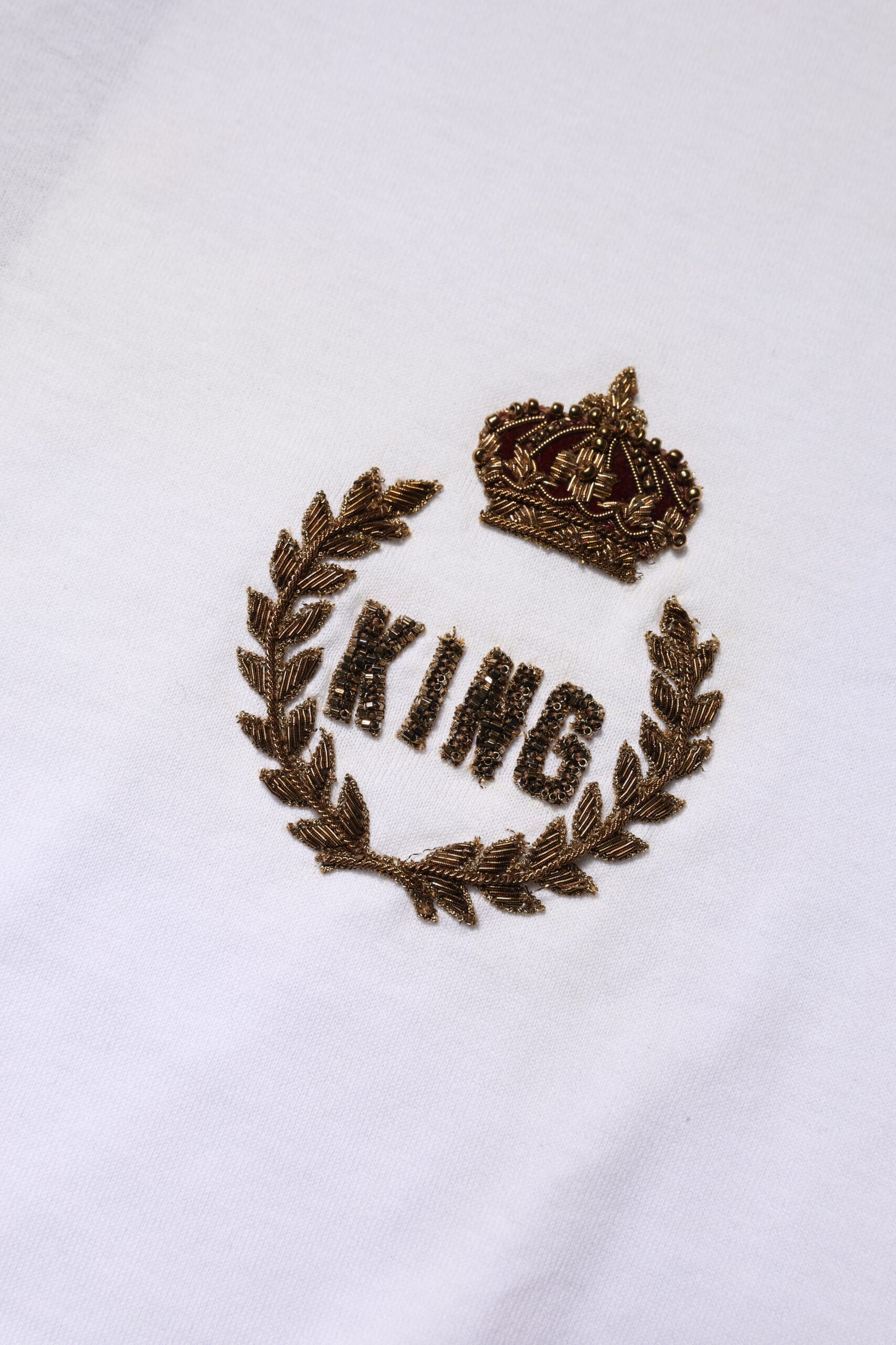 Dolce & Gabbana Weißes King Crown Baumwoll-T-Shirt mit Rundhalsausschnitt