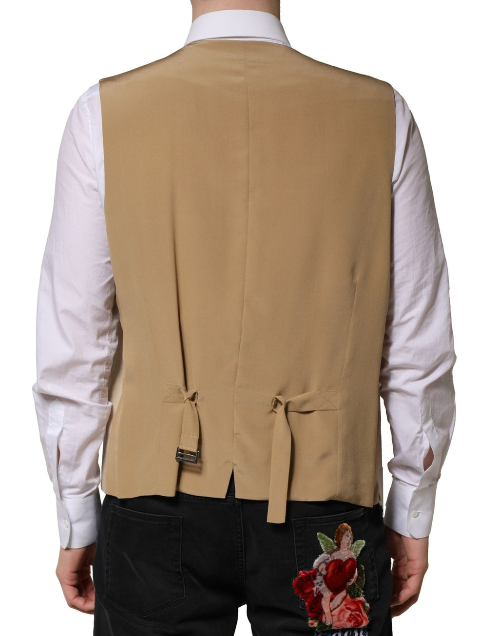Dolce & Gabbana Beige Linnen Jurk Formeel Heren Gilet Vest