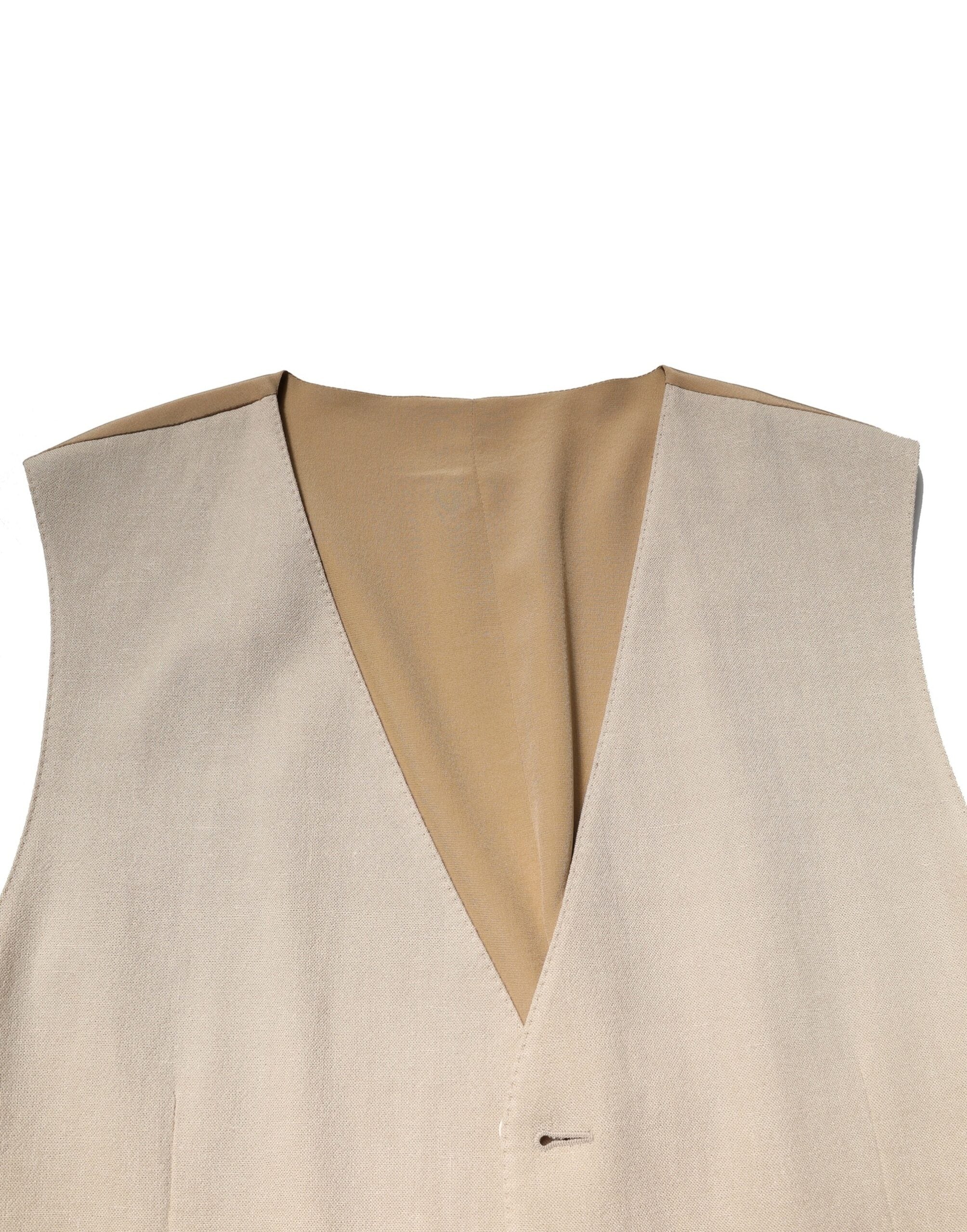 Dolce & Gabbana Beige Leinen Kleid Formal Männer Weste Weste