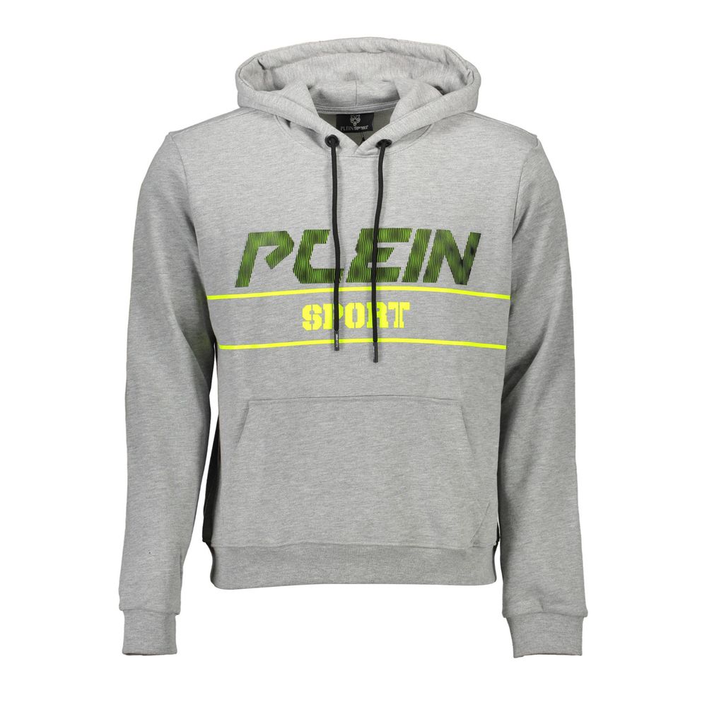 Plein Sport Graues Baumwoll-Sweatshirt mit Kapuze für Männer