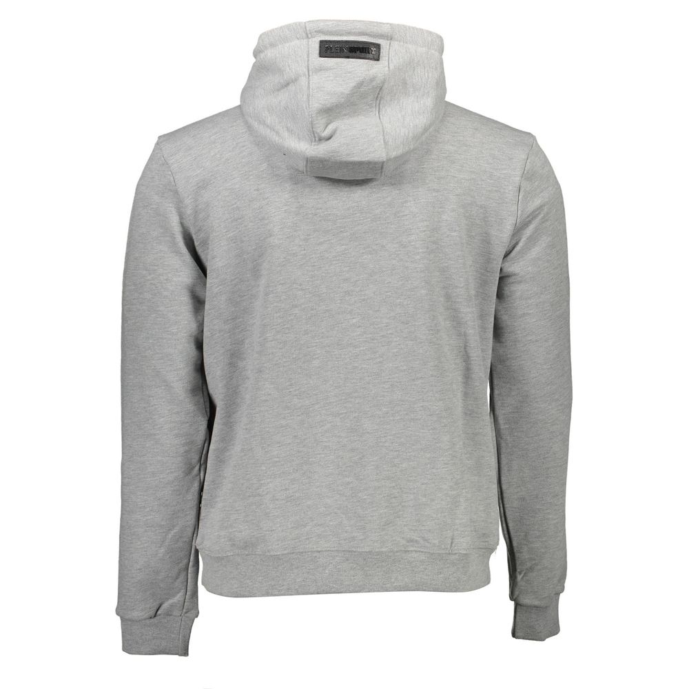 Plein Sport Graues Baumwoll-Sweatshirt mit Kapuze für Männer