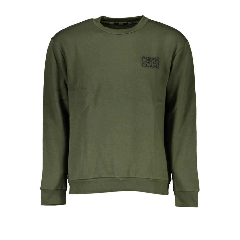 Cavalli Class Schicker grüner bestickter Pullover mit Rundhalsausschnitt