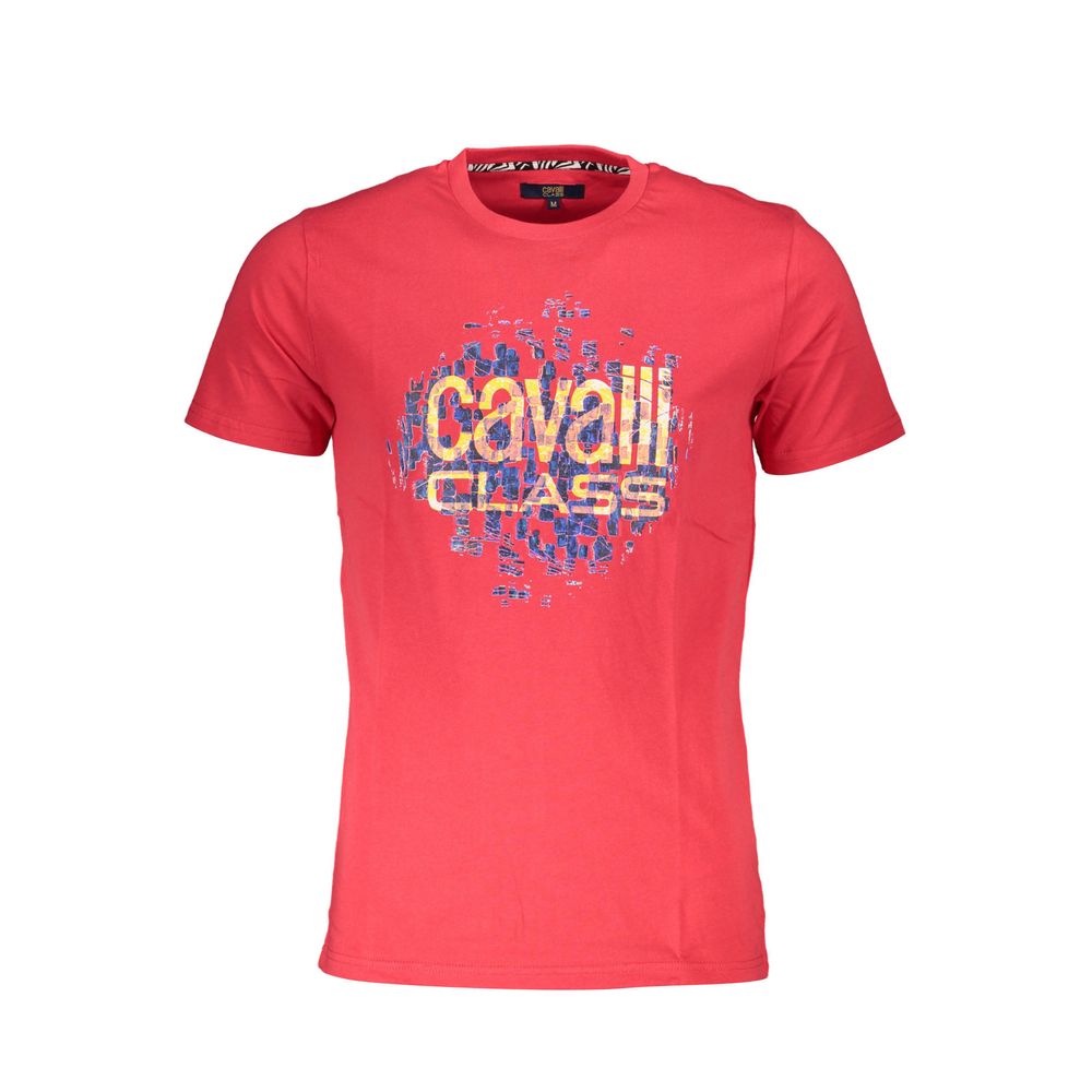 Cavalli Class Rotes Baumwolle Männer T-Shirt