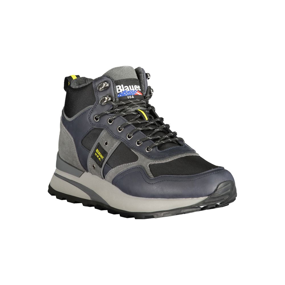 Blauer Blaue Leder Herren Sneaker