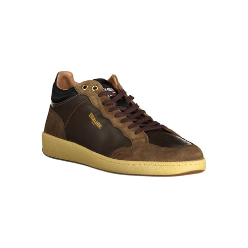 Blauwbruine leren herensneaker