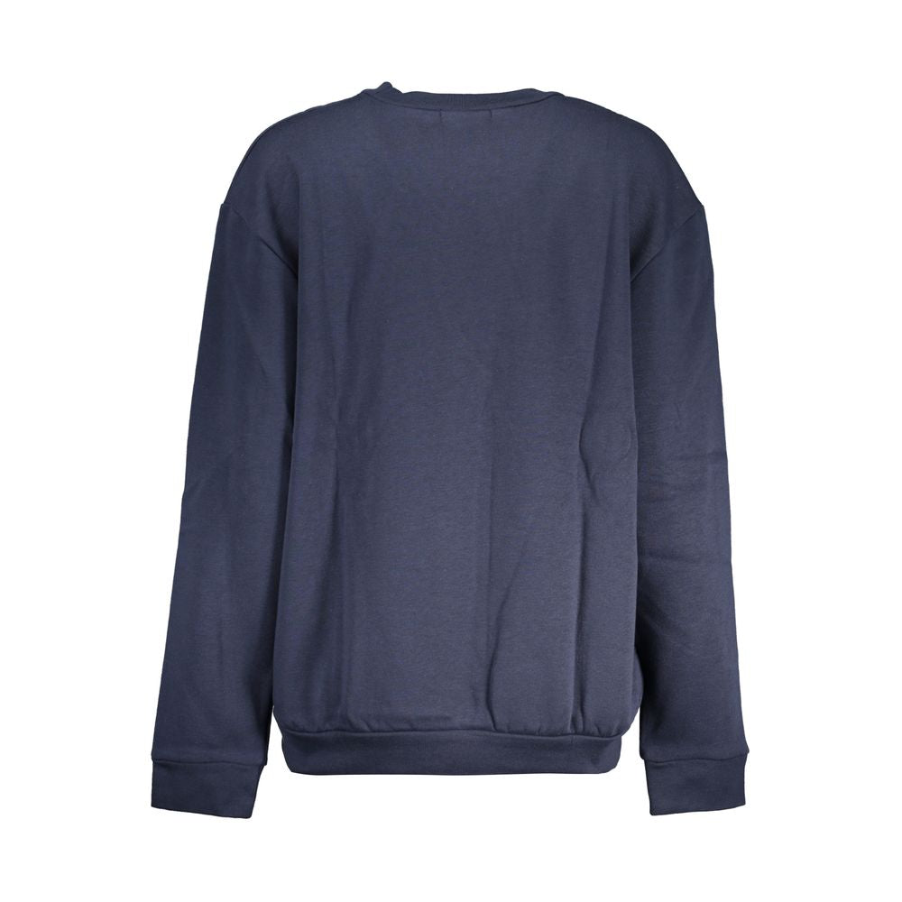 Cavalli Class Elegantes blaues Fleece-Sweatshirt mit Rundhalsausschnitt