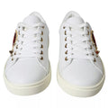 Dolce & Gabbana Weiße Leder Gold Rot Herz Sneakers Schuhe