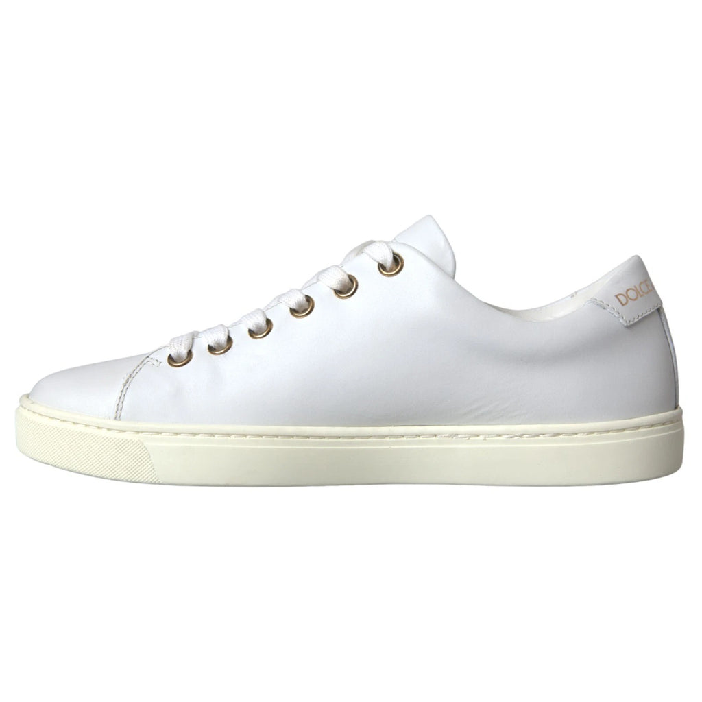 Dolce & Gabbana Weiße Leder Gold Rot Herz Sneakers Schuhe