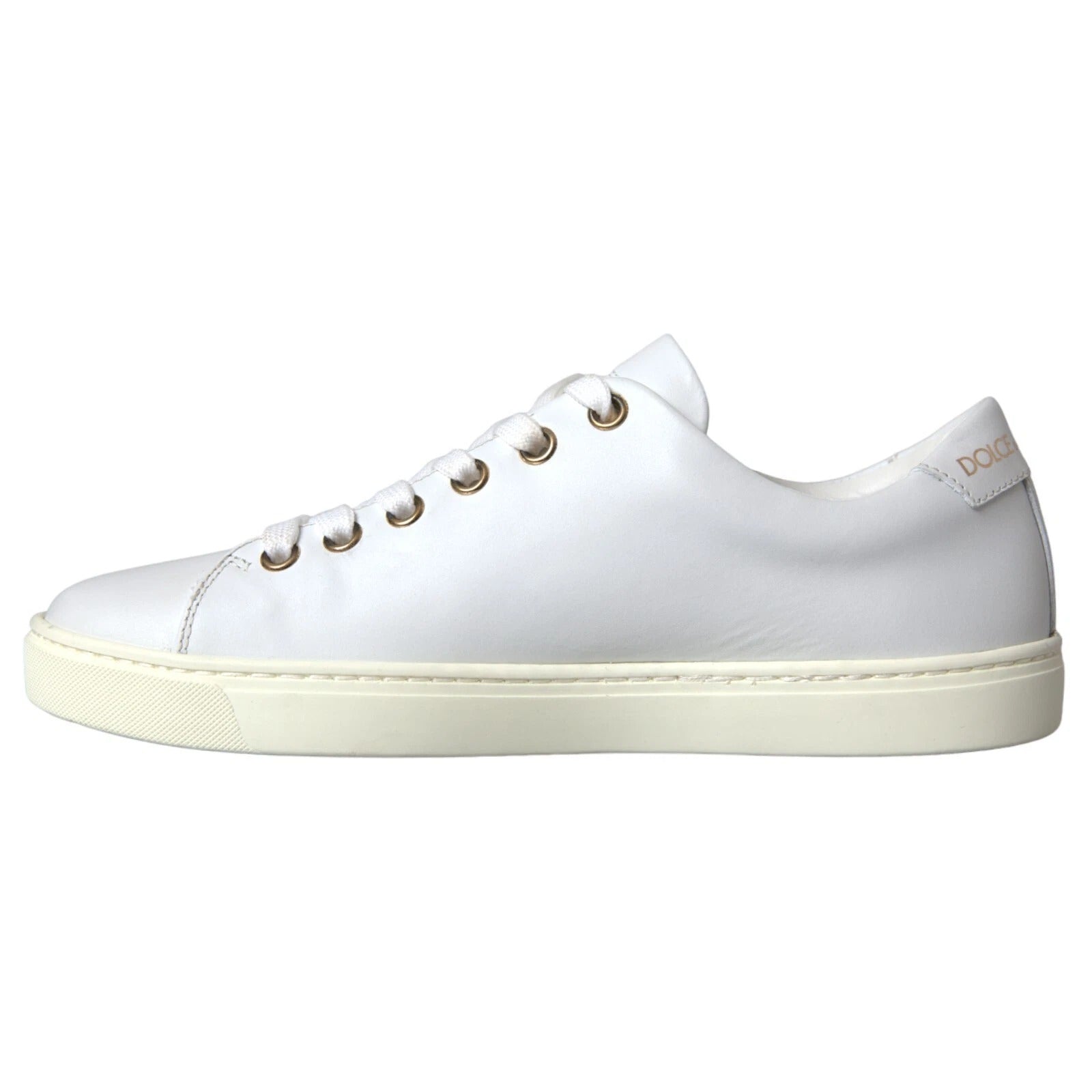 Dolce & Gabbana Weiße Leder Gold Rot Herz Sneakers Schuhe