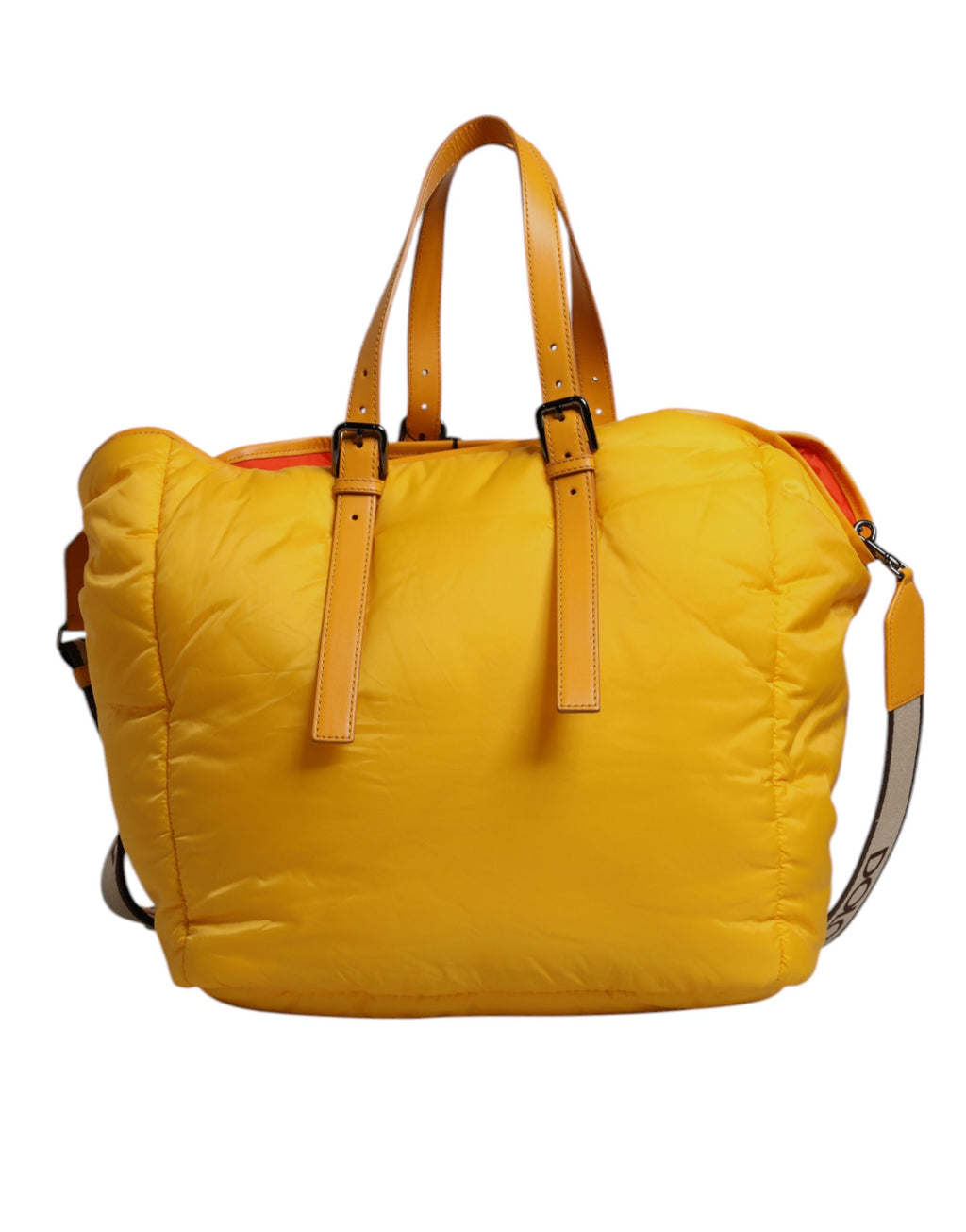 Dolce & Gabbana Gelbe Orange Nylon Logo Plaque Hand Umhängetasche