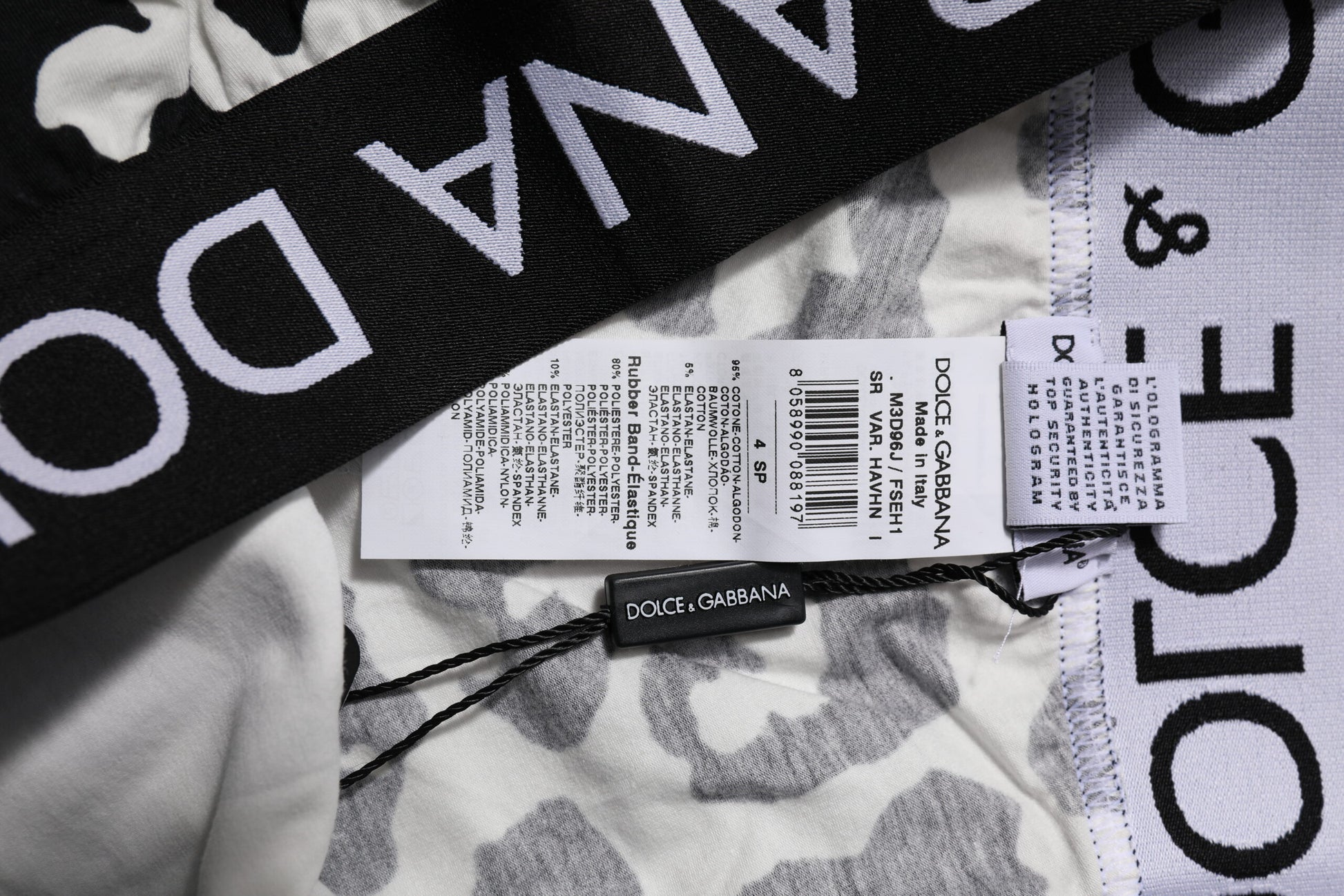 Dolce & Gabbana Weiß Schwarz Baumwolle Logo Leopard Unterwäsche