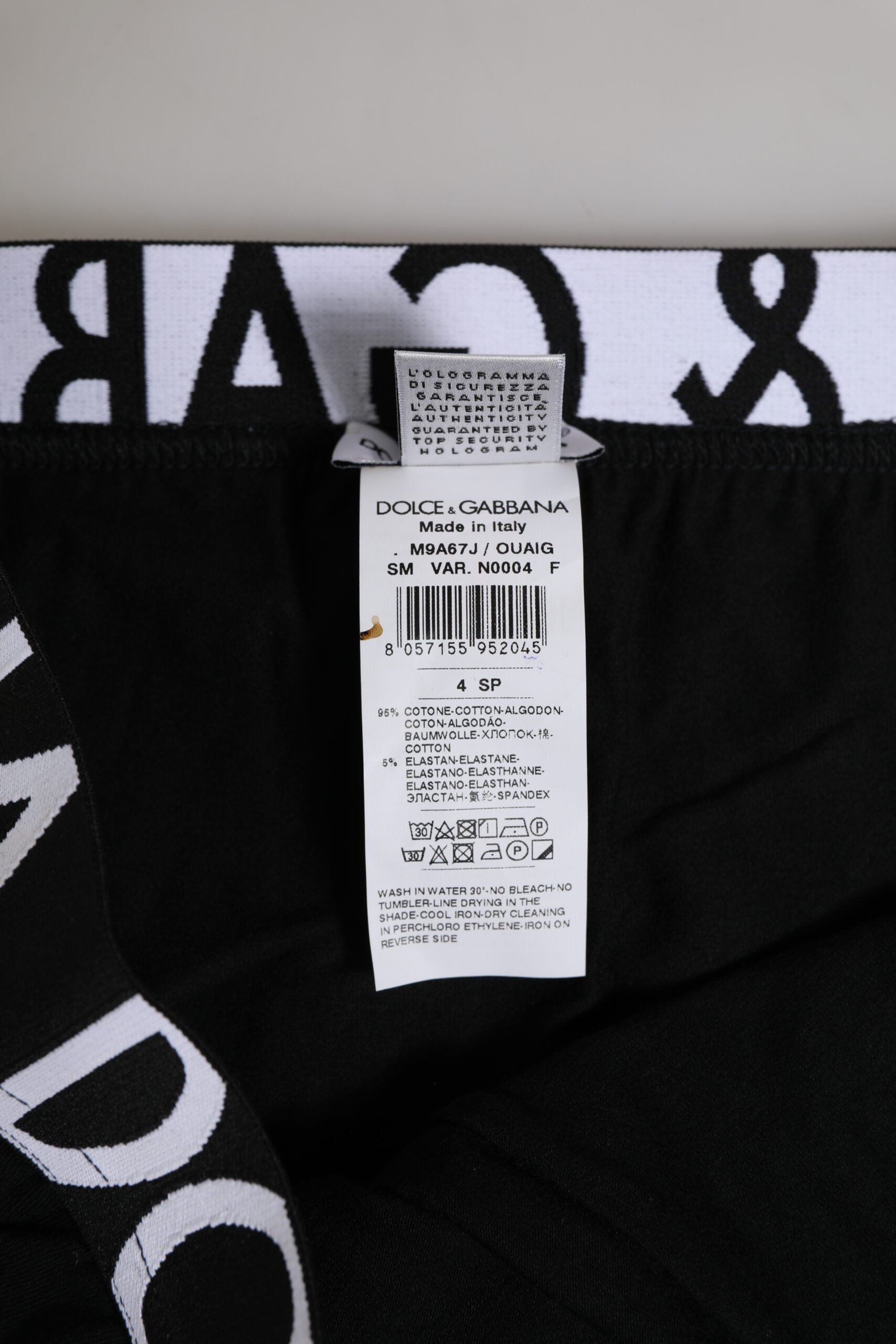 Dolce & Gabbana Schwarzer Cotton Stretch Regular Slip Unterwäsche