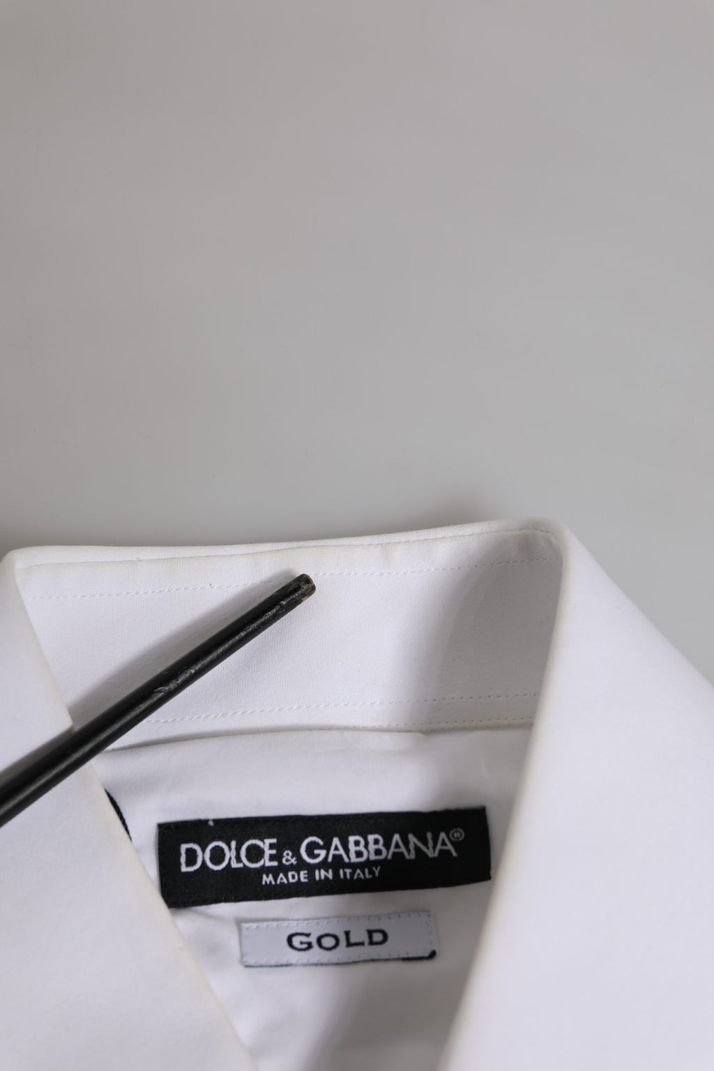 Dolce & Gabbana Weißes langärmeliges Hemd aus Baumwolle GOLD Formal