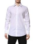 Dolce & Gabbana White Cotton GOLD Long Sleeves Formal Shirt