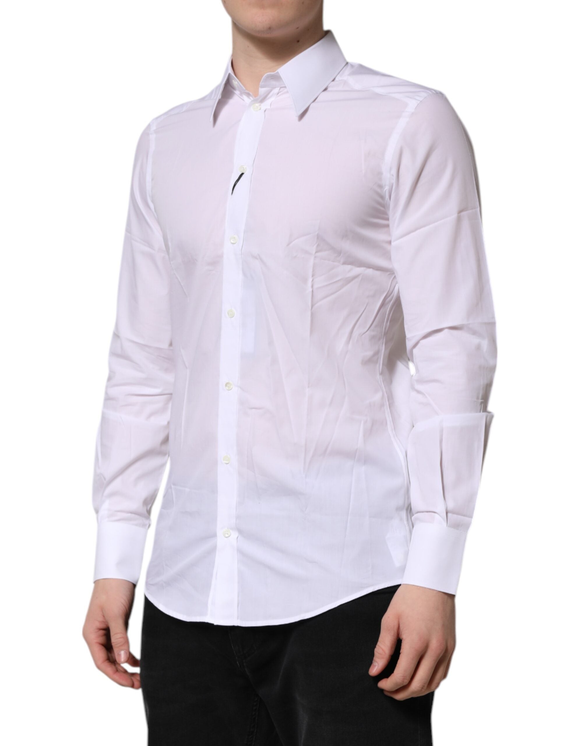 Dolce & Gabbana Weißes MARTINI Langärmeliges Kleid Formales Hemd