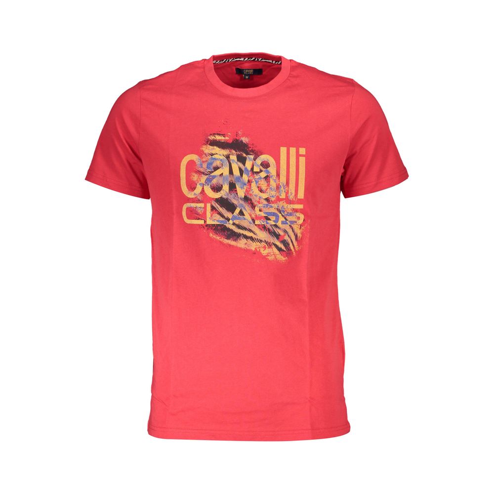 Cavalli Class Rotes Baumwolle Männer T-Shirt
