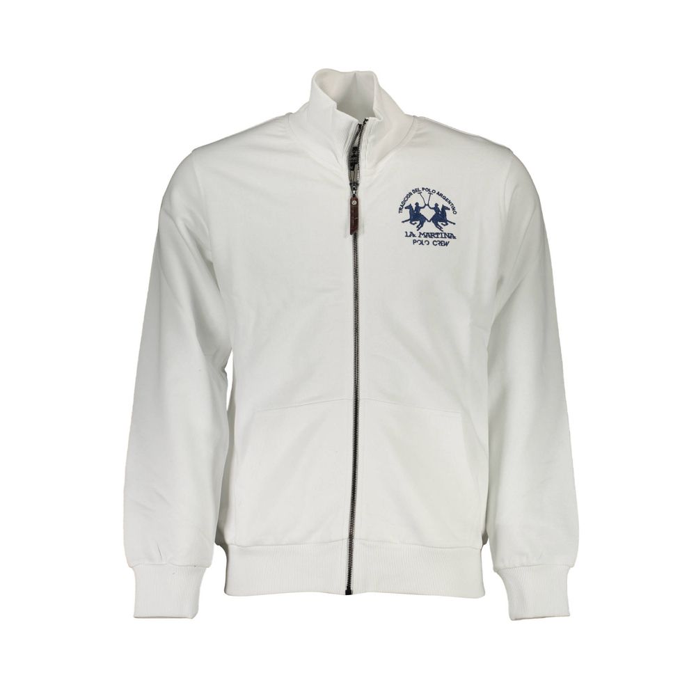 La Martina White Cotton Men Sweatshirt