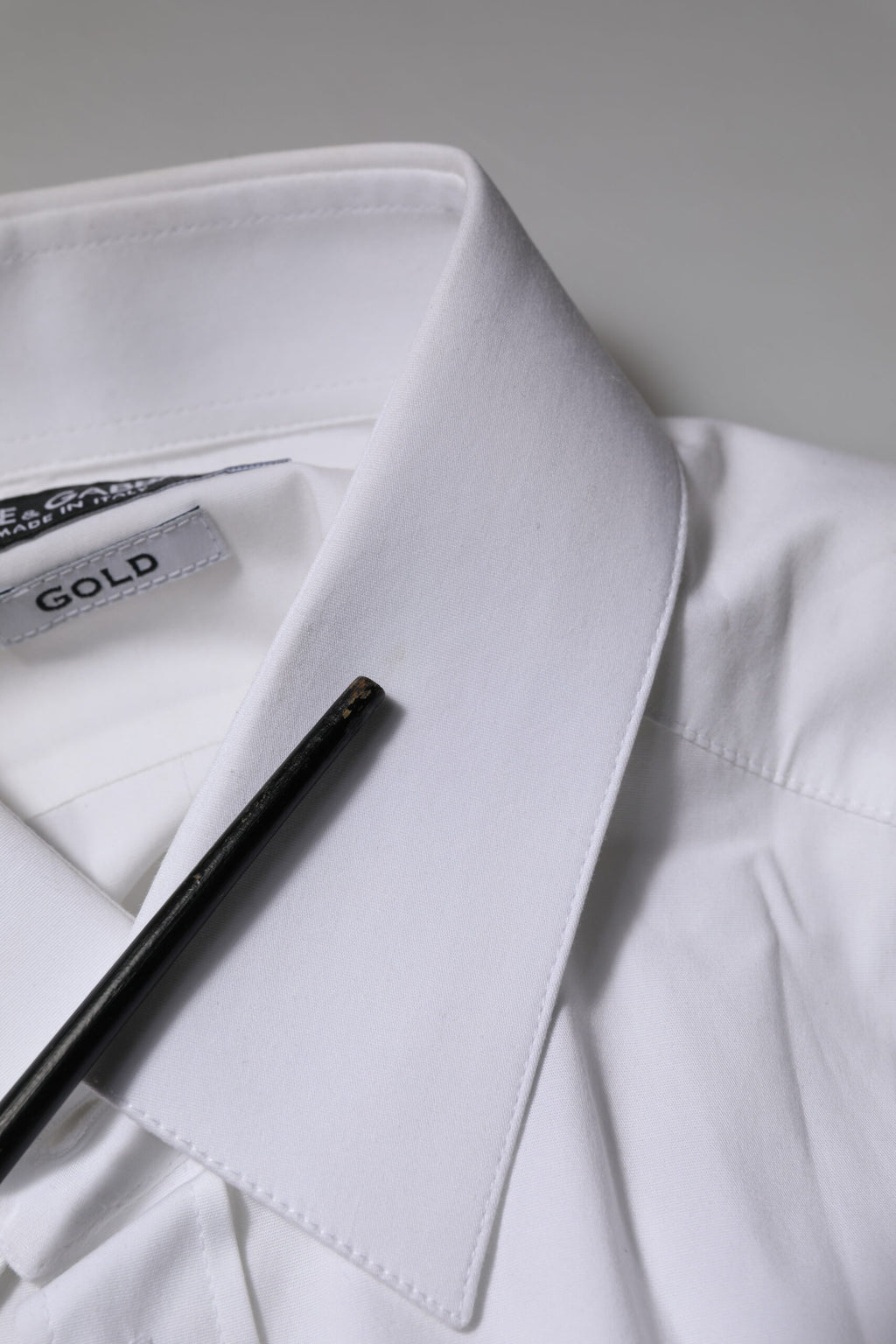 Dolce & Gabbana Weißes GOLD Langärmeliges Kleid Formales Hemd