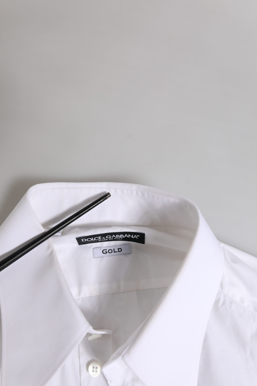 Dolce & Gabbana Weißes GOLD Langärmeliges Kleid Herren Formales Hemd
