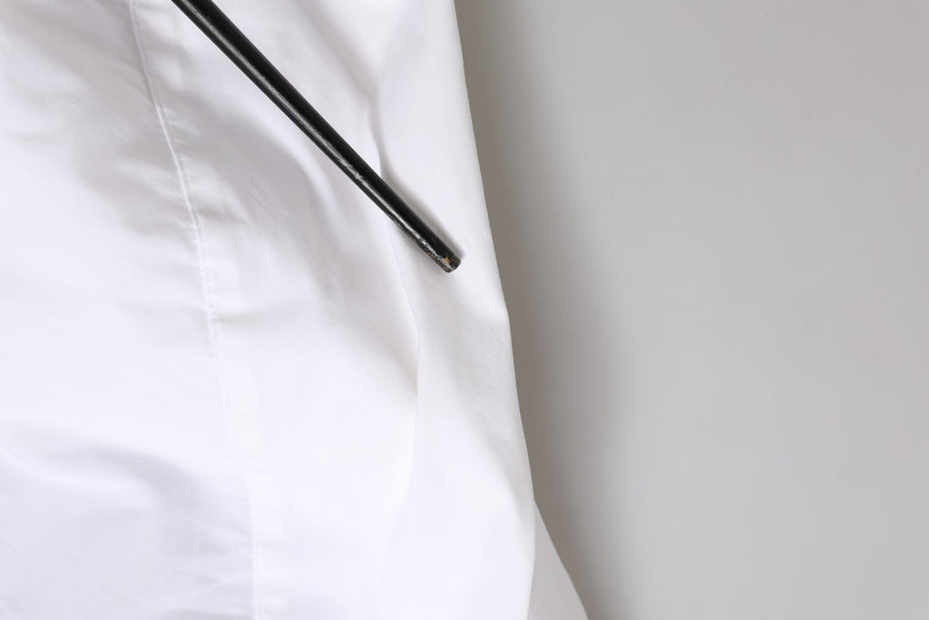 Dolce & Gabbana Weißes GOLD Langärmeliges Kleid Formales Hemd