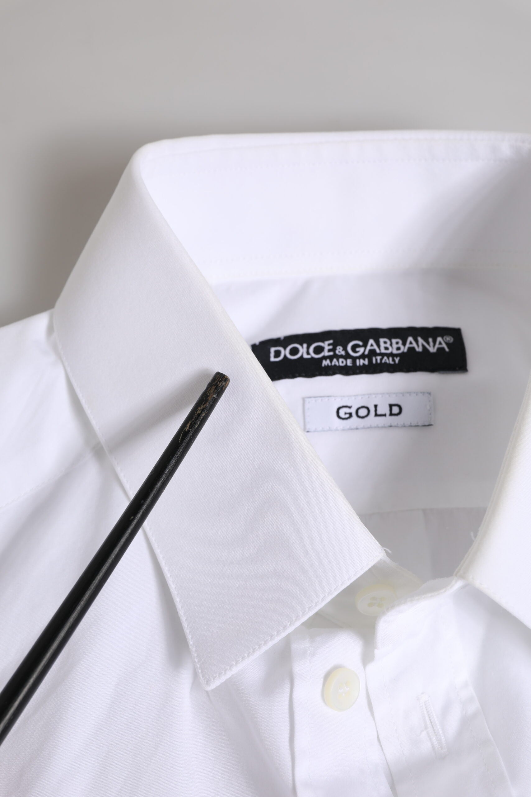 Dolce & Gabbana Weißes Baumwollhemd mit langen Ärmeln GOLD Formelles Hemd