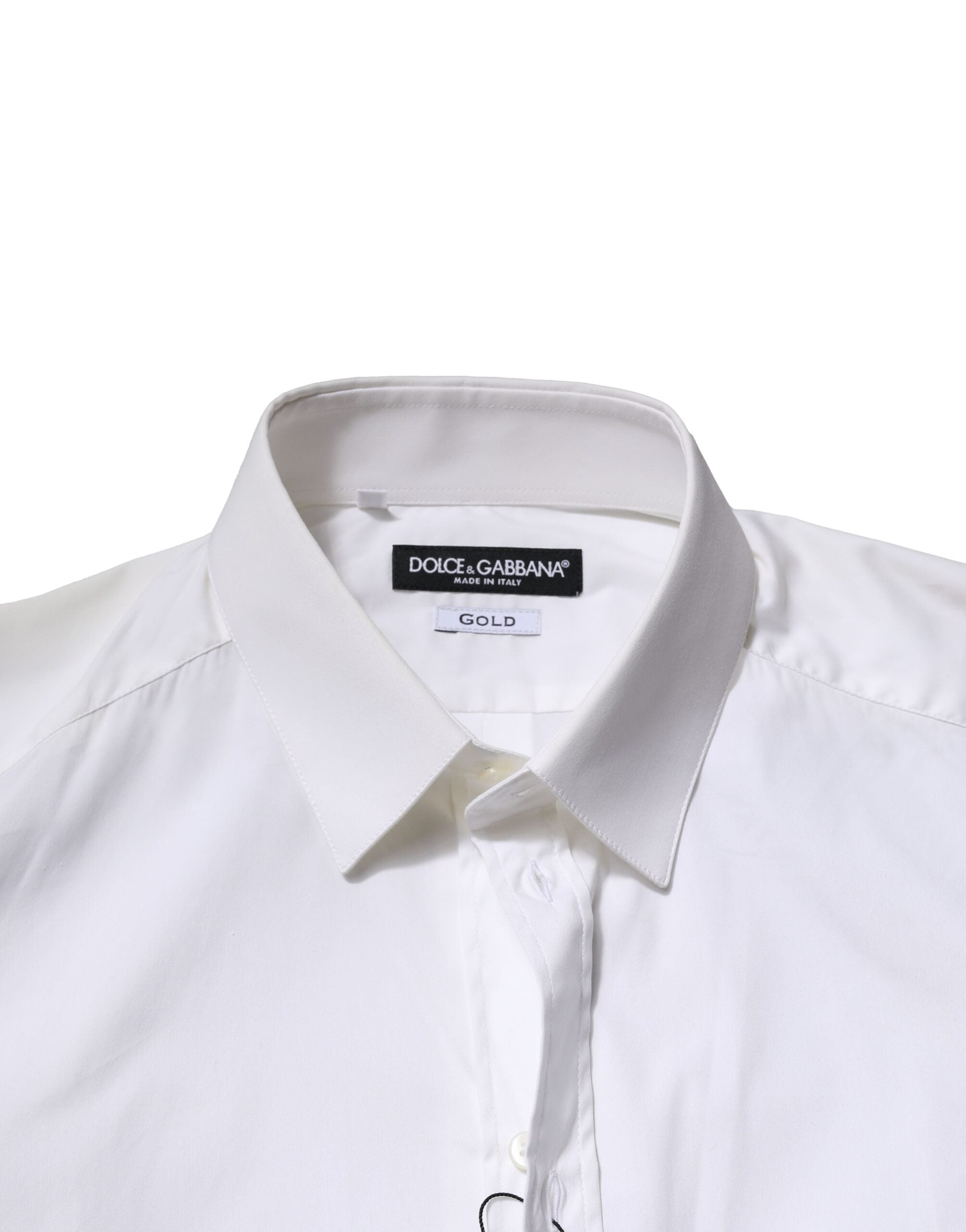 Dolce & Gabbana Weißes Baumwollhemd mit langen Ärmeln GOLD Formelles Hemd