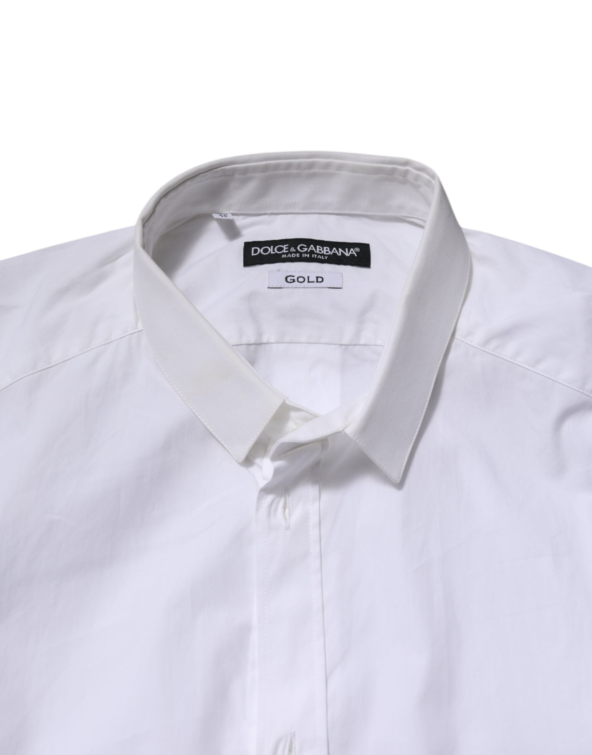 Dolce & Gabbana Weißes GOLD Baumwolle Langarm Herren Hemd Formal
