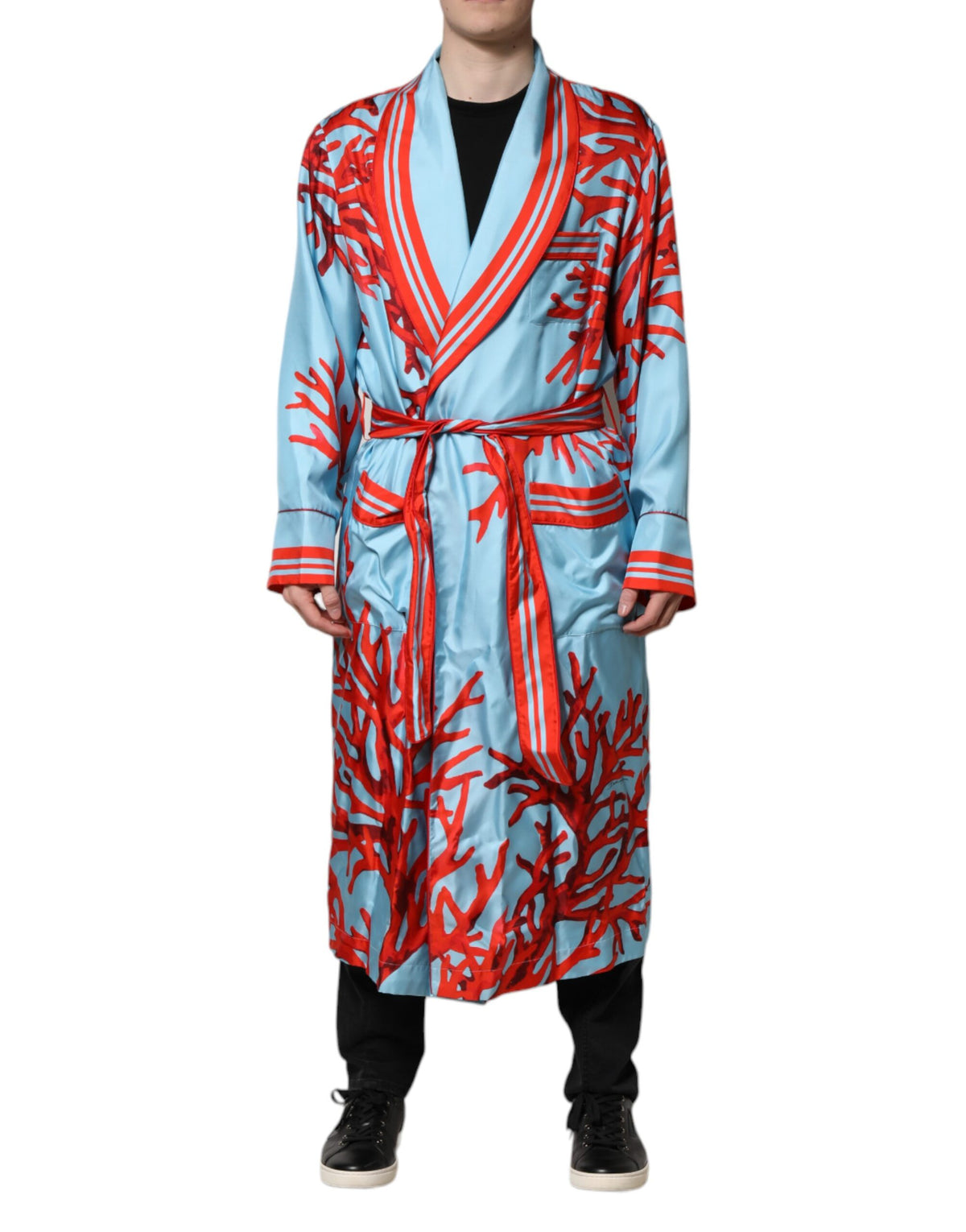 Dolce & Gabbana Blauw Rood Koraalprint Wikkeljas Jasje