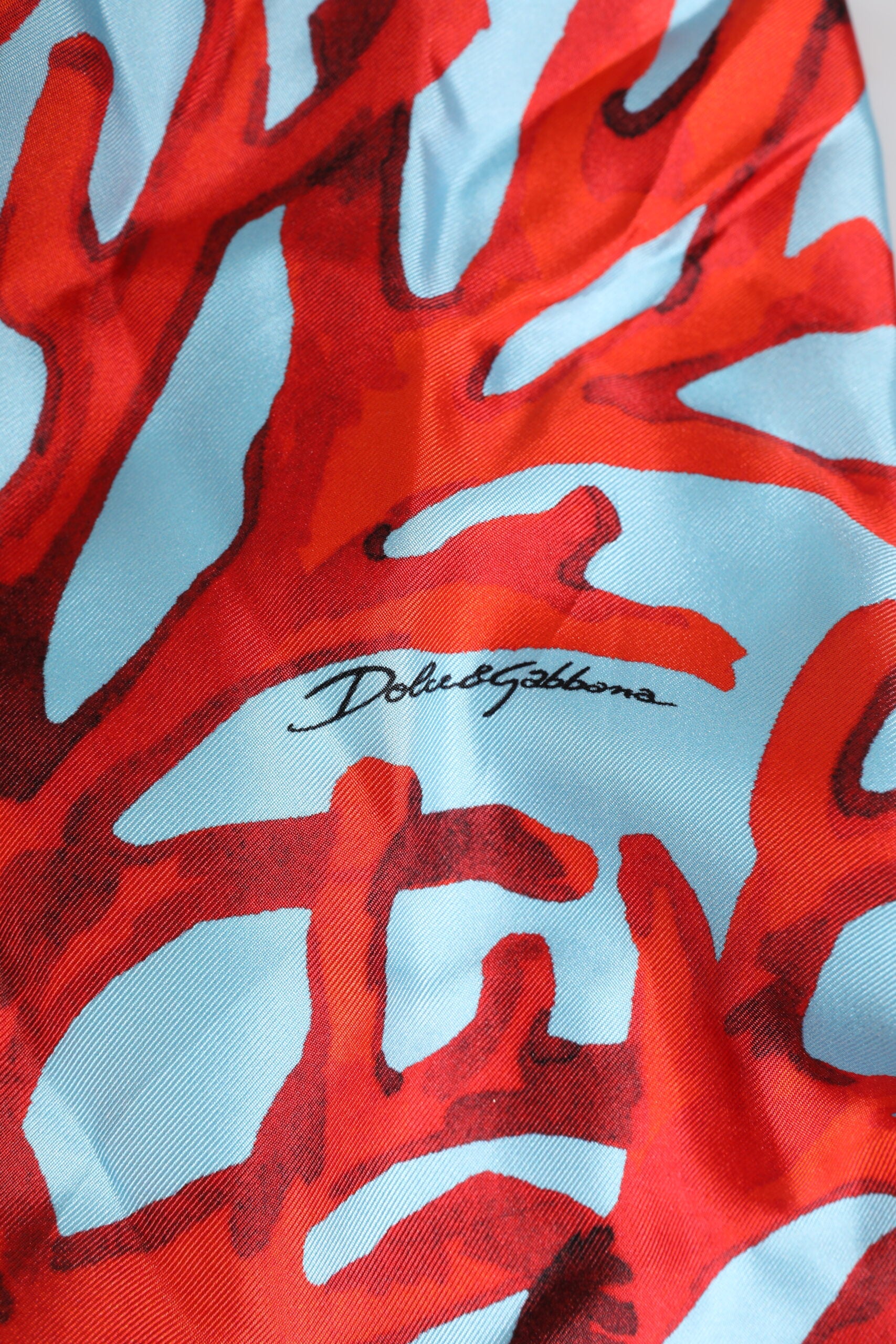 Dolce & Gabbana Blau Rot Koralle Print Wickelmantel Jacke