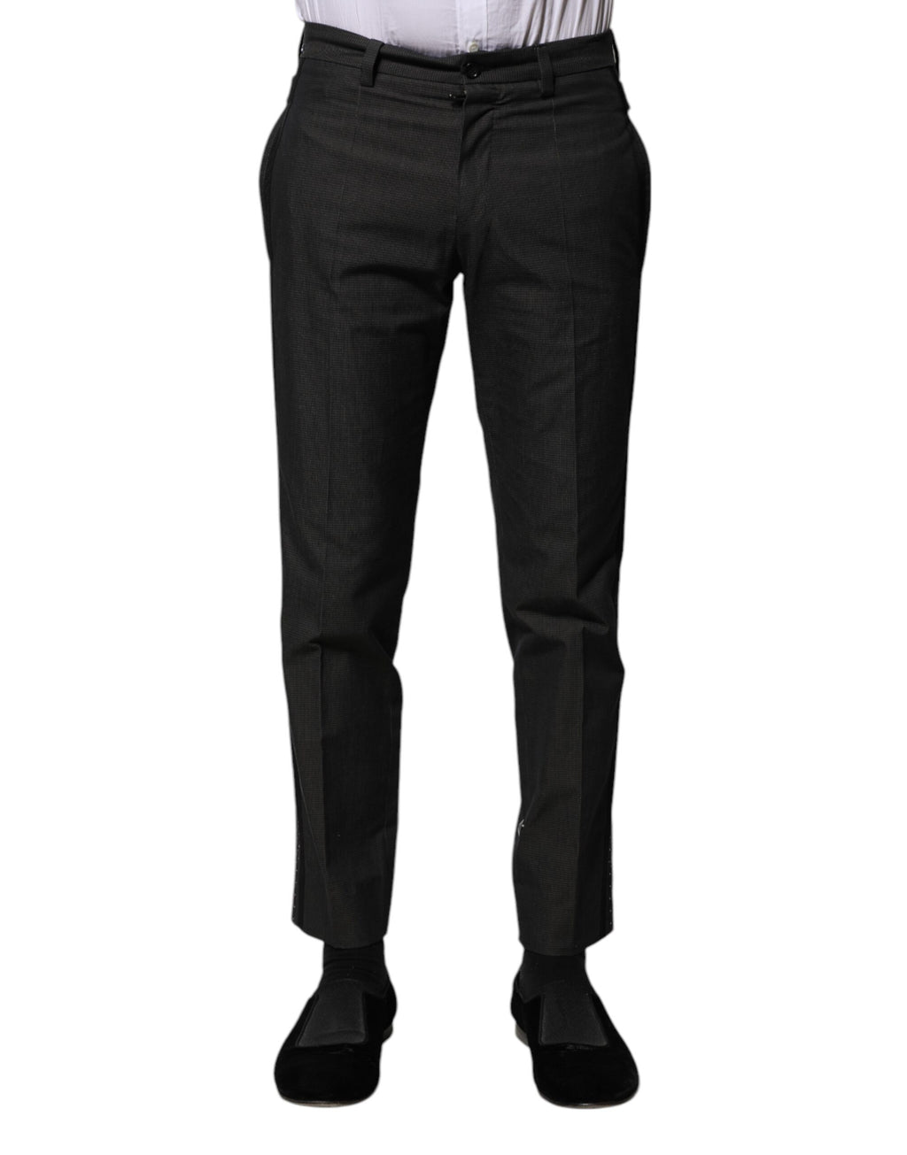 Dolce & Gabbana Graue gemusterte formelle Hose aus Baumwolle