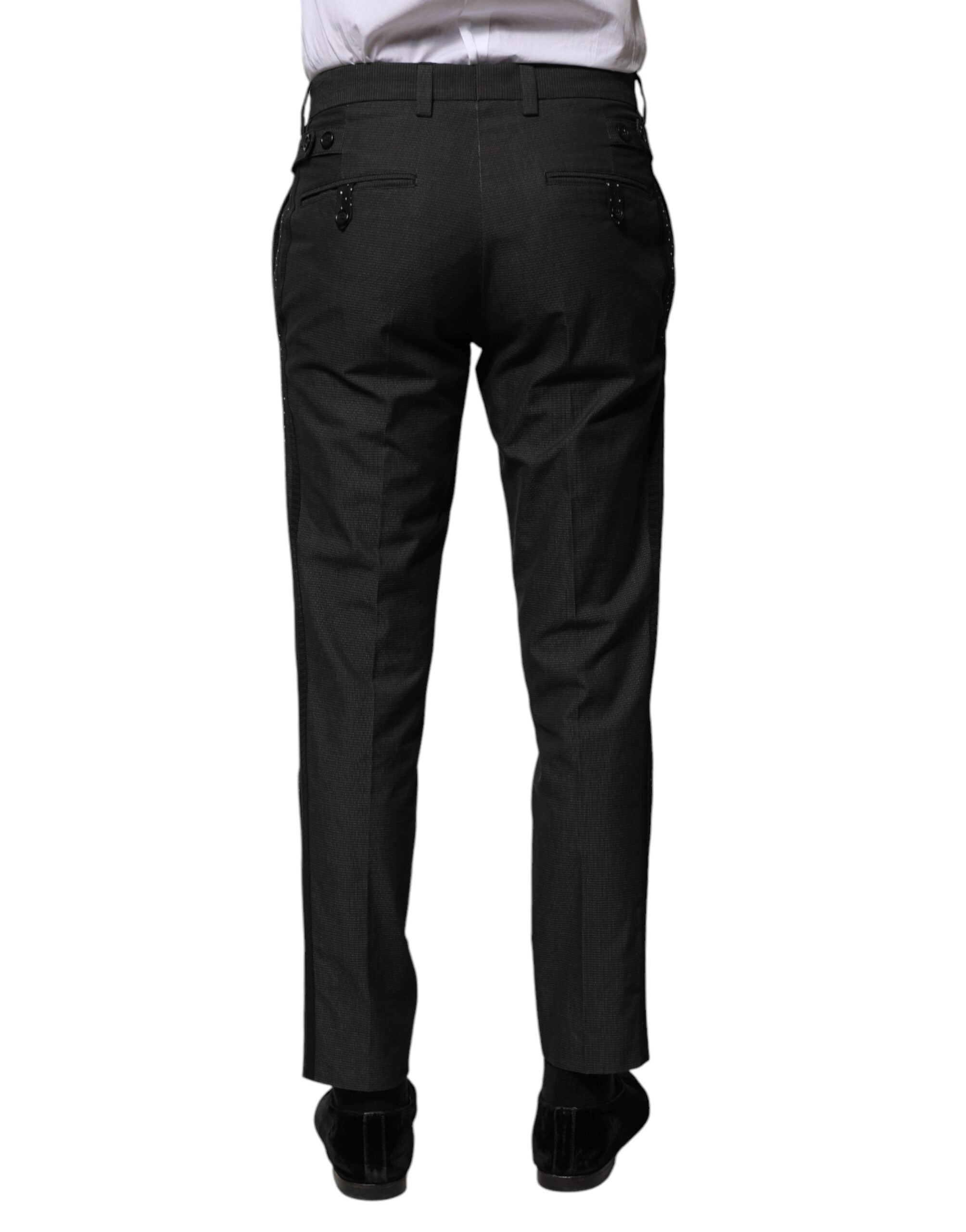 Dolce & Gabbana Graue gemusterte formelle Hose aus Baumwolle